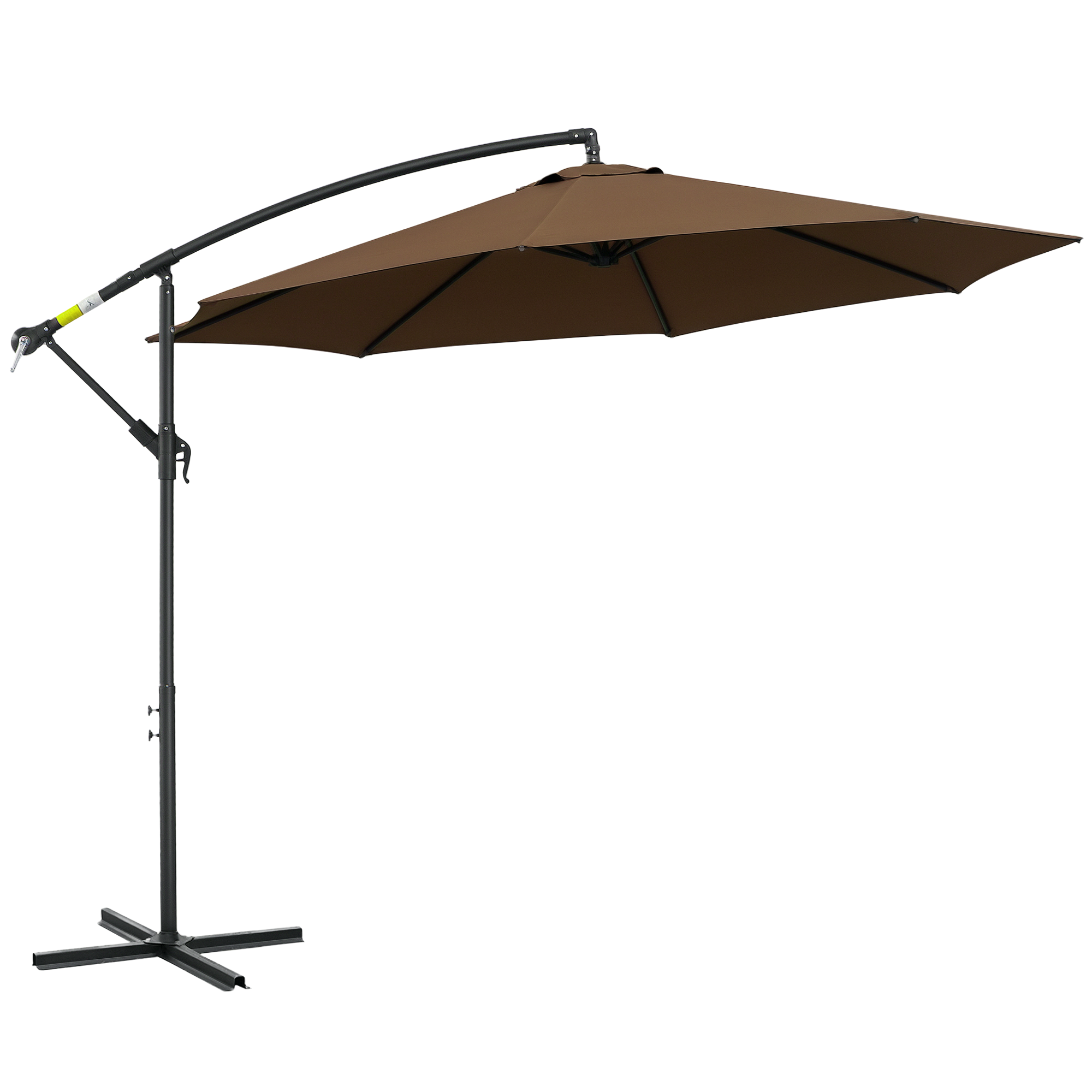 Outsunny Ampelschirm mit Kurbel, Sonnenschirm Ø3x2,5m, Stahlgestell & Polyestergewebe in Kaffee für Garten & Terrasse   Aosom.de
