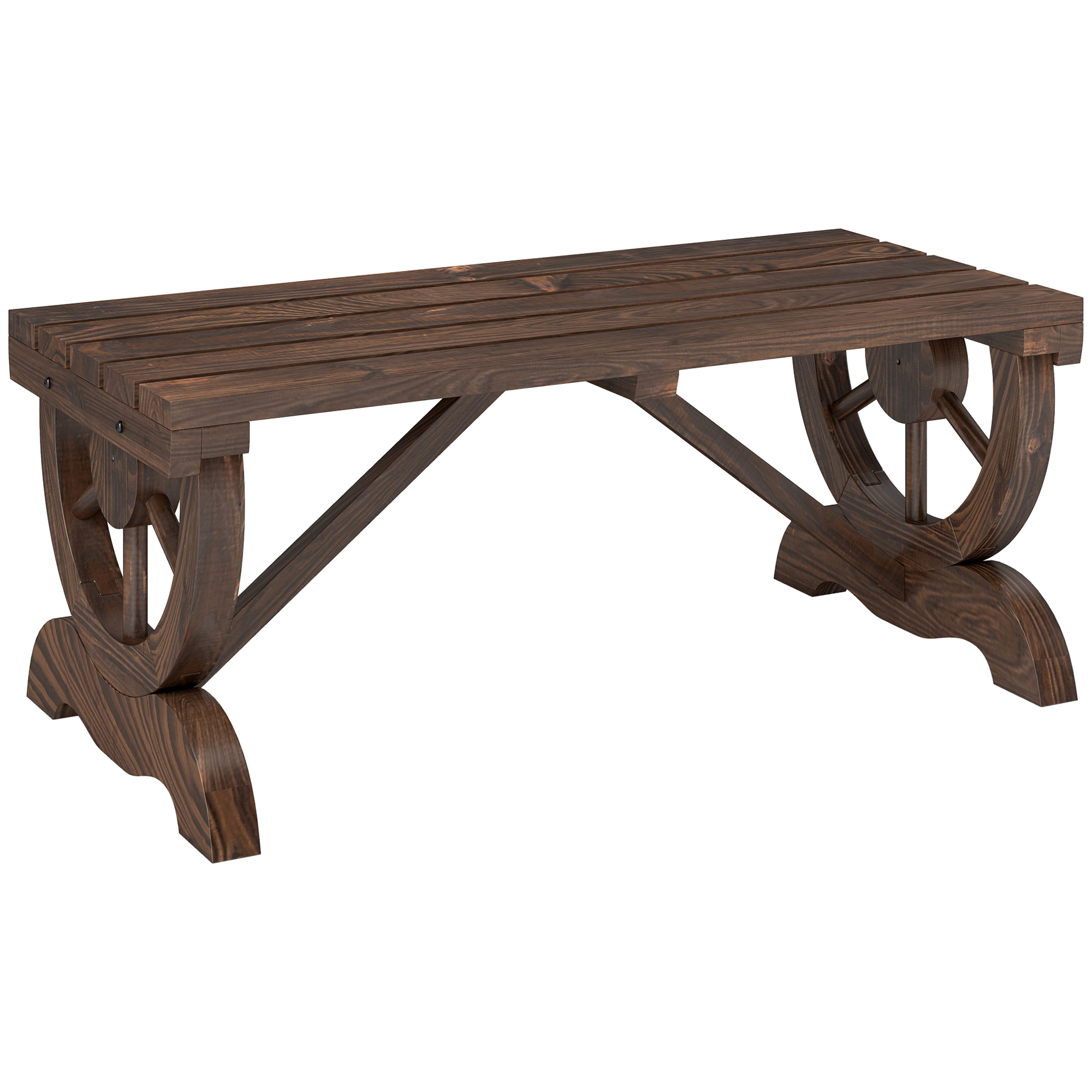Outsunny Gartenbank Holz wetterfest 98 x 50 x 39,5 cm, rustikale Sitzbank für Gartenmöbel, langlebig & stilvoll Aosom.de