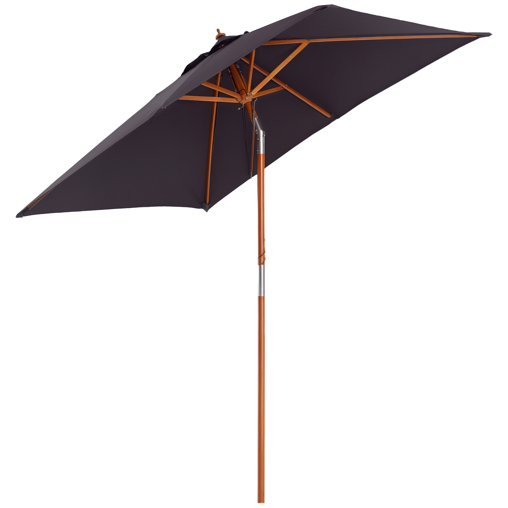 Outsunny Sonnenschirm Knickbarer Gartenschirm aus Tannenholz, 3-stufig einstellbar, Dunkelgrau, 200x150x230cm Aosom