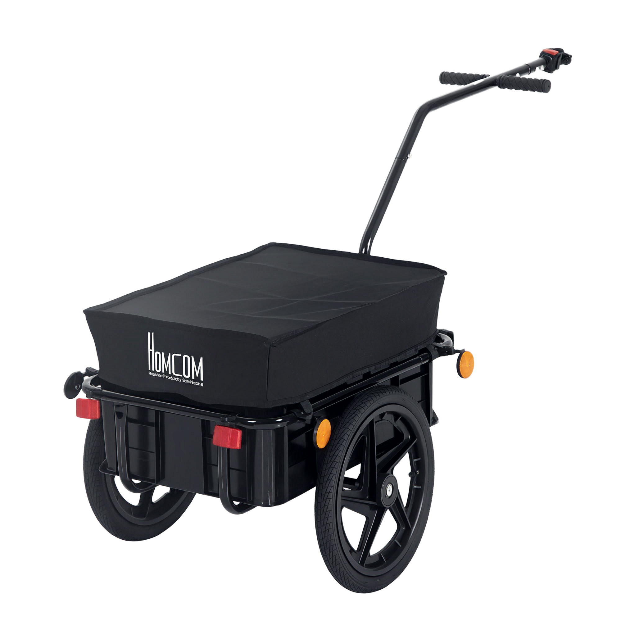 HOMCOM Fahrradanhänger Lastenanhänger für Fahrrad 40 kg Belastbarkeit Transportanhänger Handwagen Stahl Oxford-Gewebe Schwarz 144 x 59 x 80 cm   Aosom