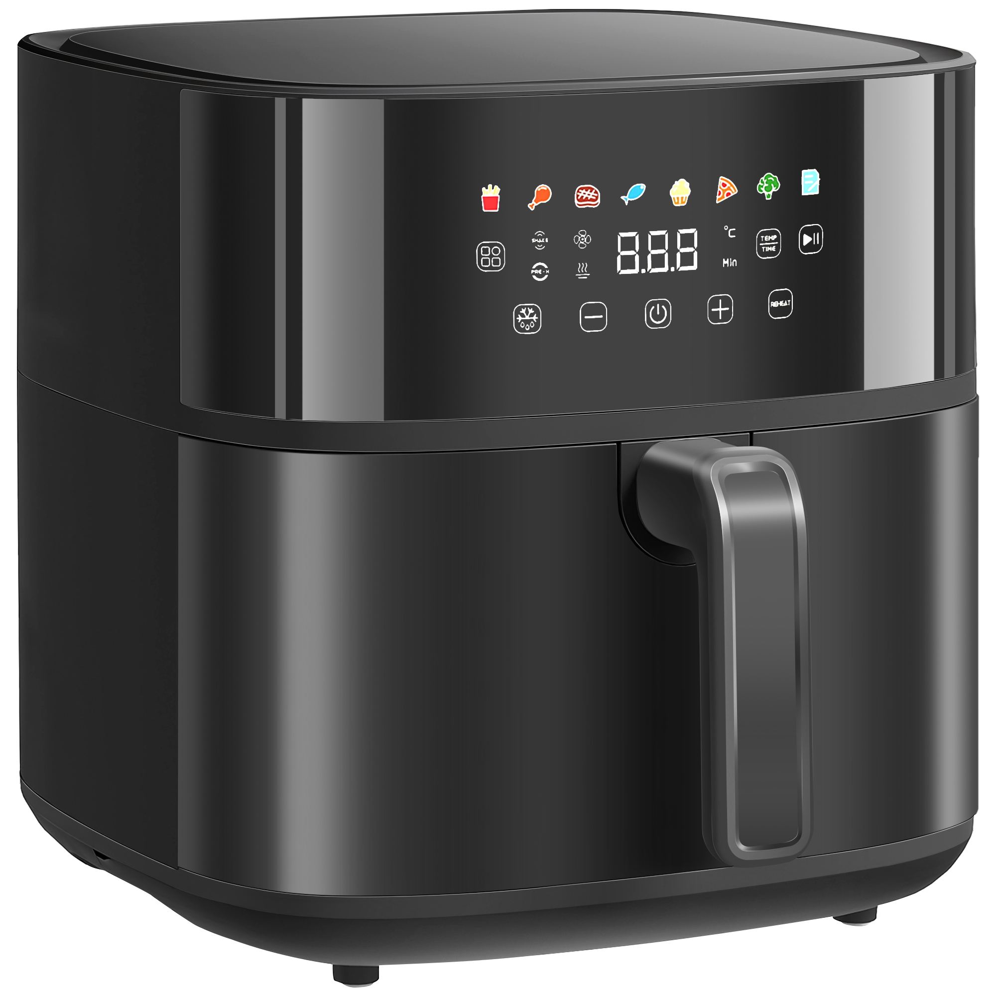 HOMCOM Heißluftfritteuse 8L Airfryer mit 8 Voreinstellungen, 60 Min Timer, 360° Heißluftzirkulation, 1700W Fritteuse ohne Öl, mit Überhitzungsschutz, LED-Touch-Display, Schwarz   Aosom