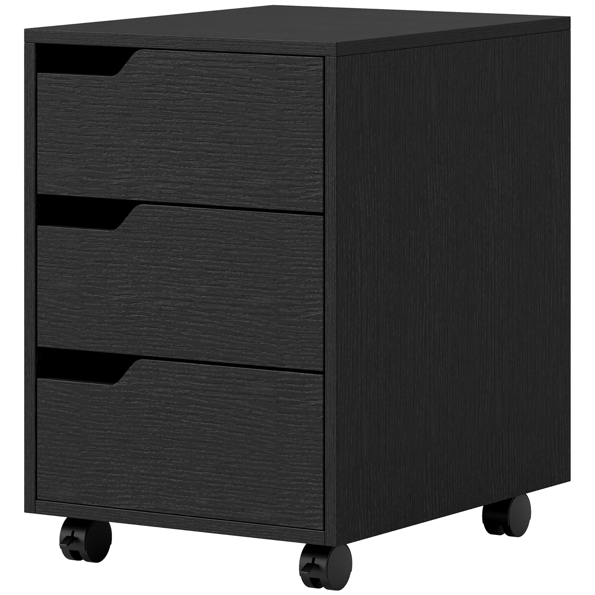 HOMCOM Rollcontainer, Büromöbel mit 3 Schubladen, Rollcontainer, für Dokumente und Ordner, 40 x 50 x 57,5 cm, schwarz   Aosom