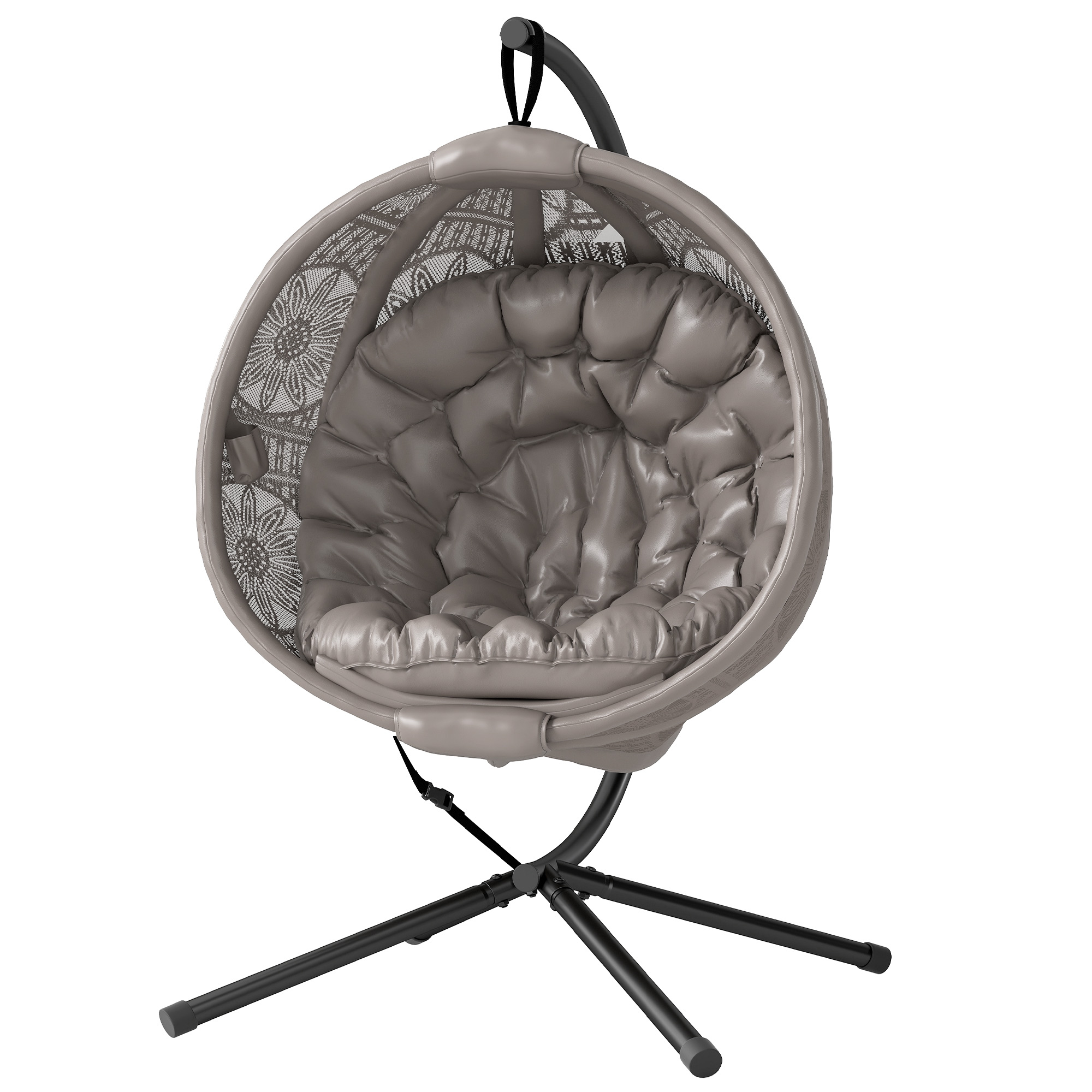 Outsunny Hängesessel Hängeschaukel mit Sitzkissen klappbarem Sitzkorb für Indoor Outdoor bis 120 kg belastbar Polyester Sand   Aosom.de