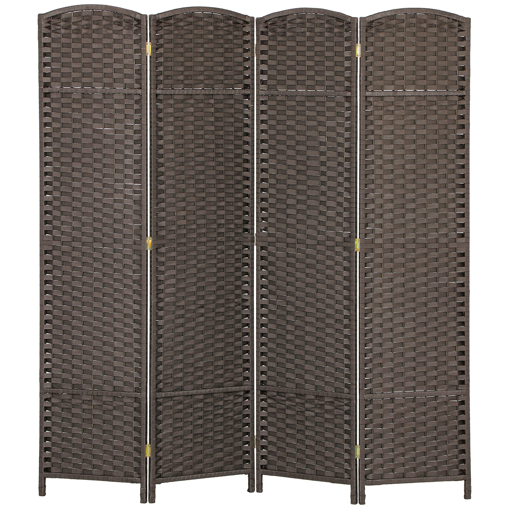HOMCOM Paravent 4-teilig 160 x 170 cm Raumteiler Faltbar Trennwand aus Bambus, Sichtschutz Raumtrenner Stellwand für Wohnzimmer Braun   Aosom