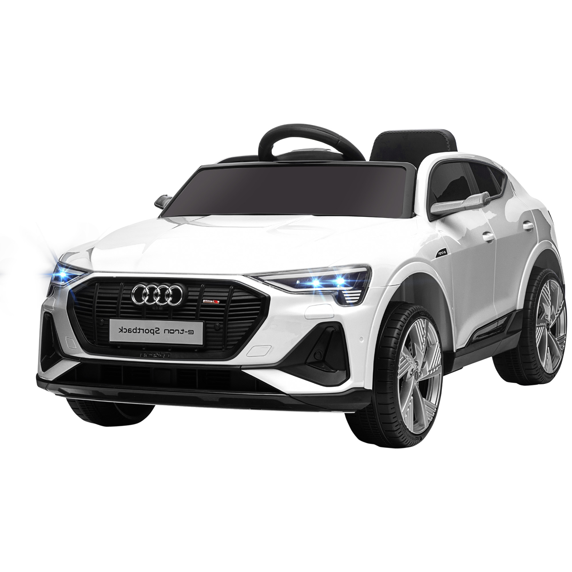 HOMCOM Elektro Kinderauto 12V Elektrofahrzeug Audi E-tron Elektroauto mit Fernbedienung, Sicherheitsgurt, Musik (MP3/USB/TF), Kinderfahrzeug für Kinder 3-5 Jahre, 3-5 km/h, Weiß   Aosom