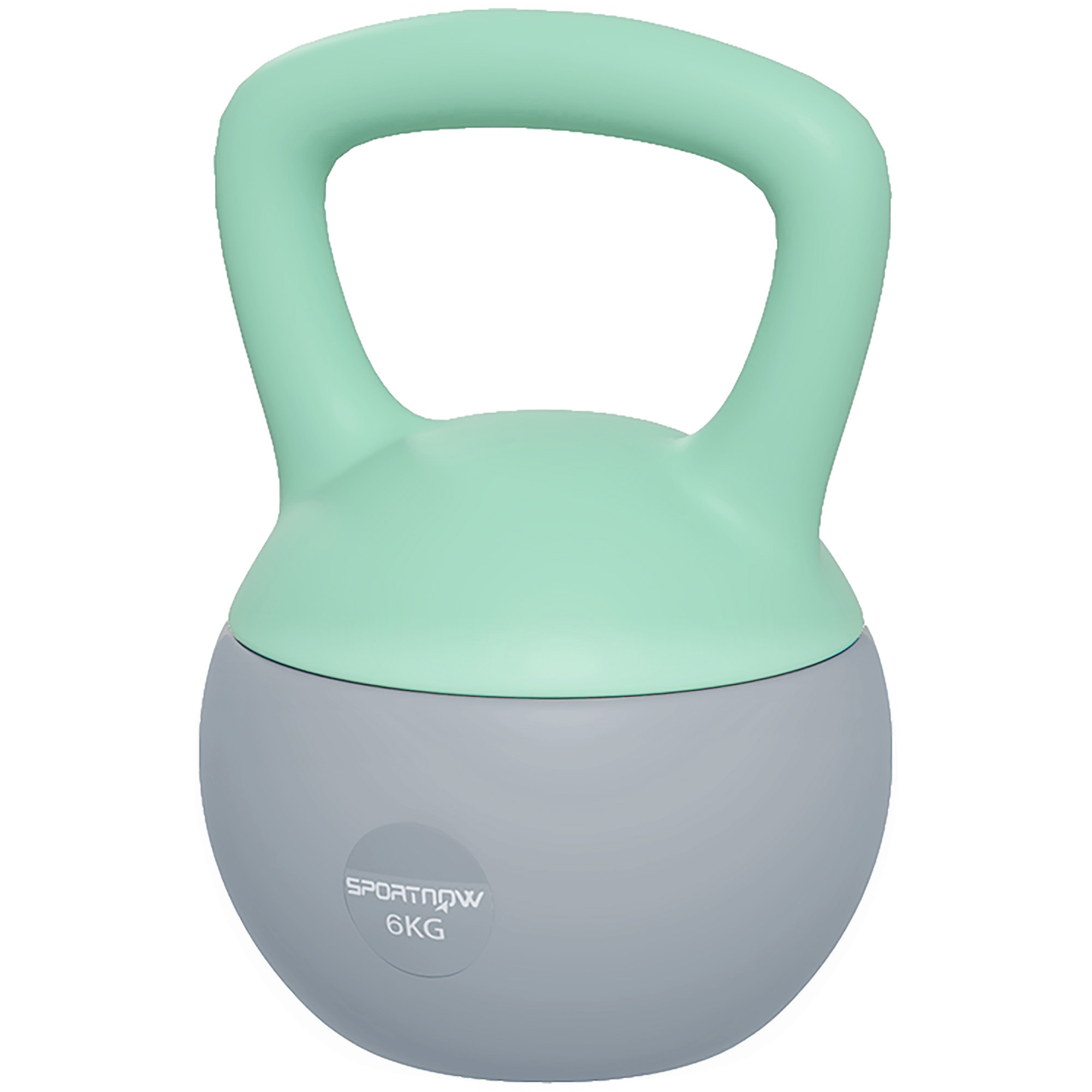 SPORTNOW Kettlebell 6 kg Soft Kettlebell gefüllt mit Metallsand und rutschfestem Griff für Bodybuilding Training zu Hause Fitnessstudio Grün und Grau Aosom