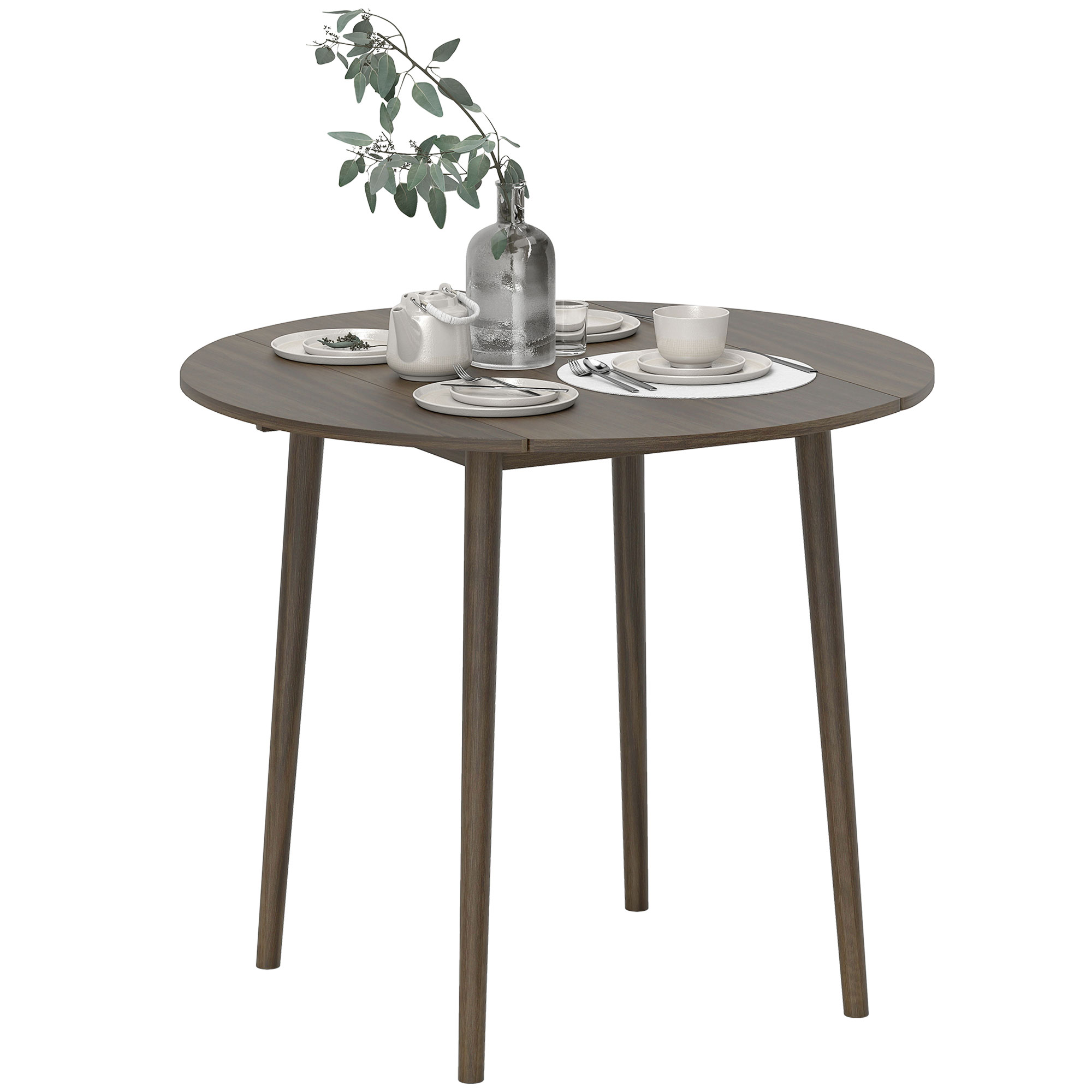 HOMCOM Klapptisch, runder Küchentisch für 4 Personen mit 2 Klappflügeln, modernes Design, für kleine Räume, Ø 89 x 73,5 cm, Grau   Aosom