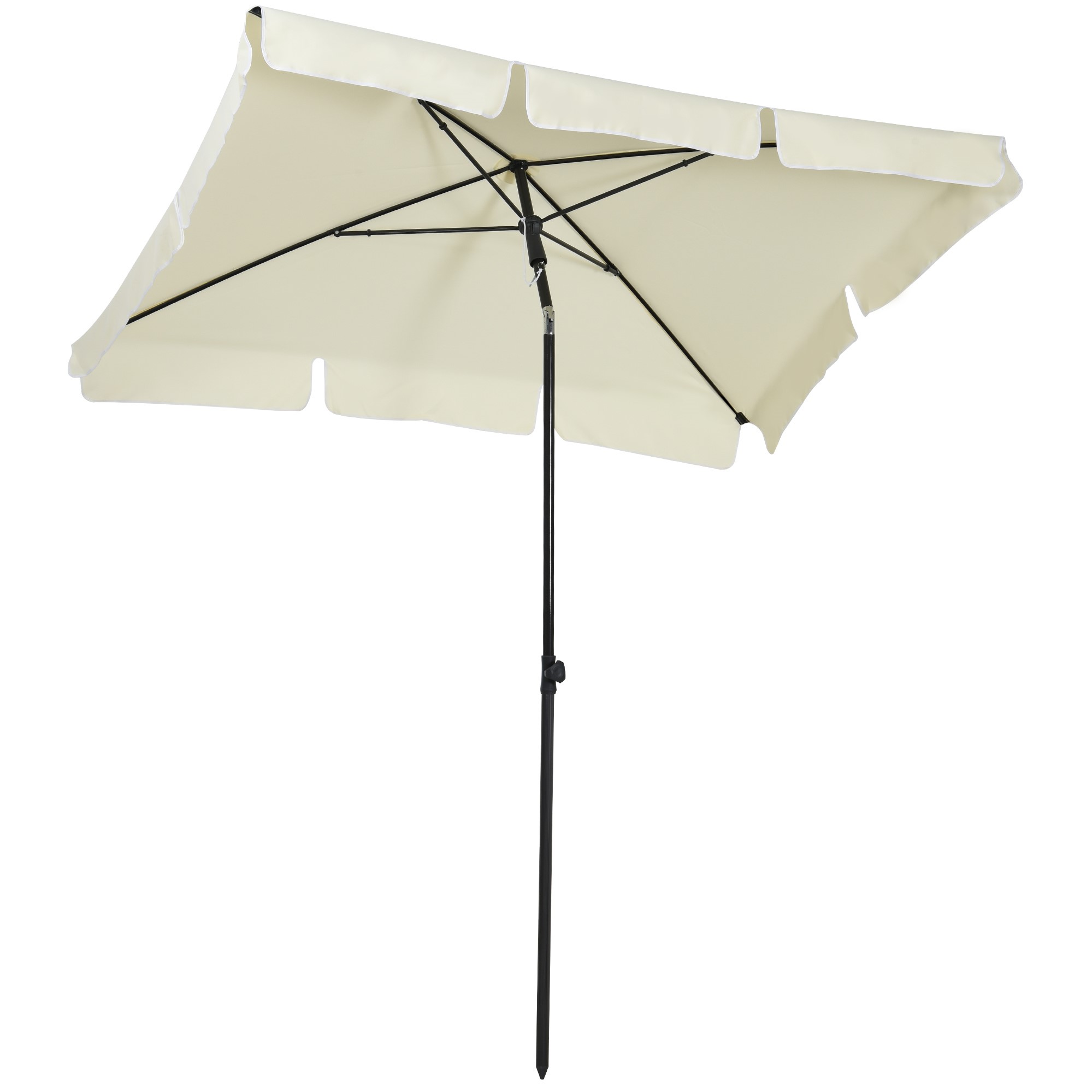 Outsunny Sonnenschirm  UV-Schutz Gartenschirm knickbar, perfekt für Balkon & Strand, Cremeweiß & Schwarz  Aosom