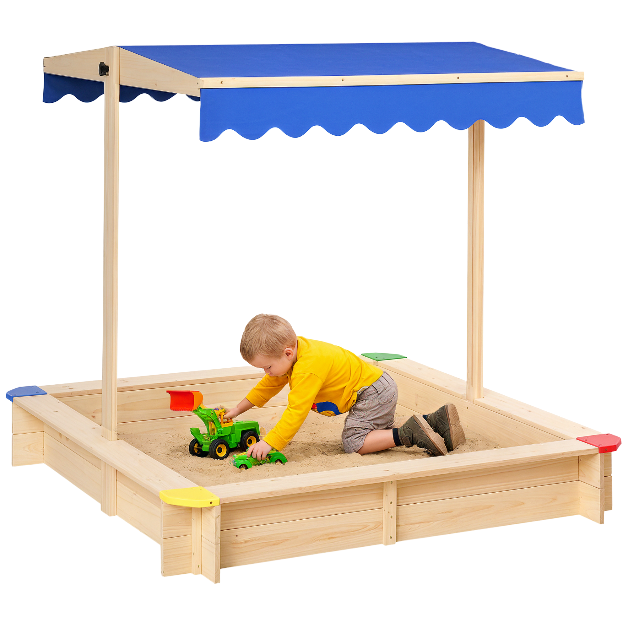 Outsunny Sandkasten ohne Boden, mit absenkbarem und schwenkbarem Dach, Kindersandkasten, Sandkisten, Natur   Aosom.de