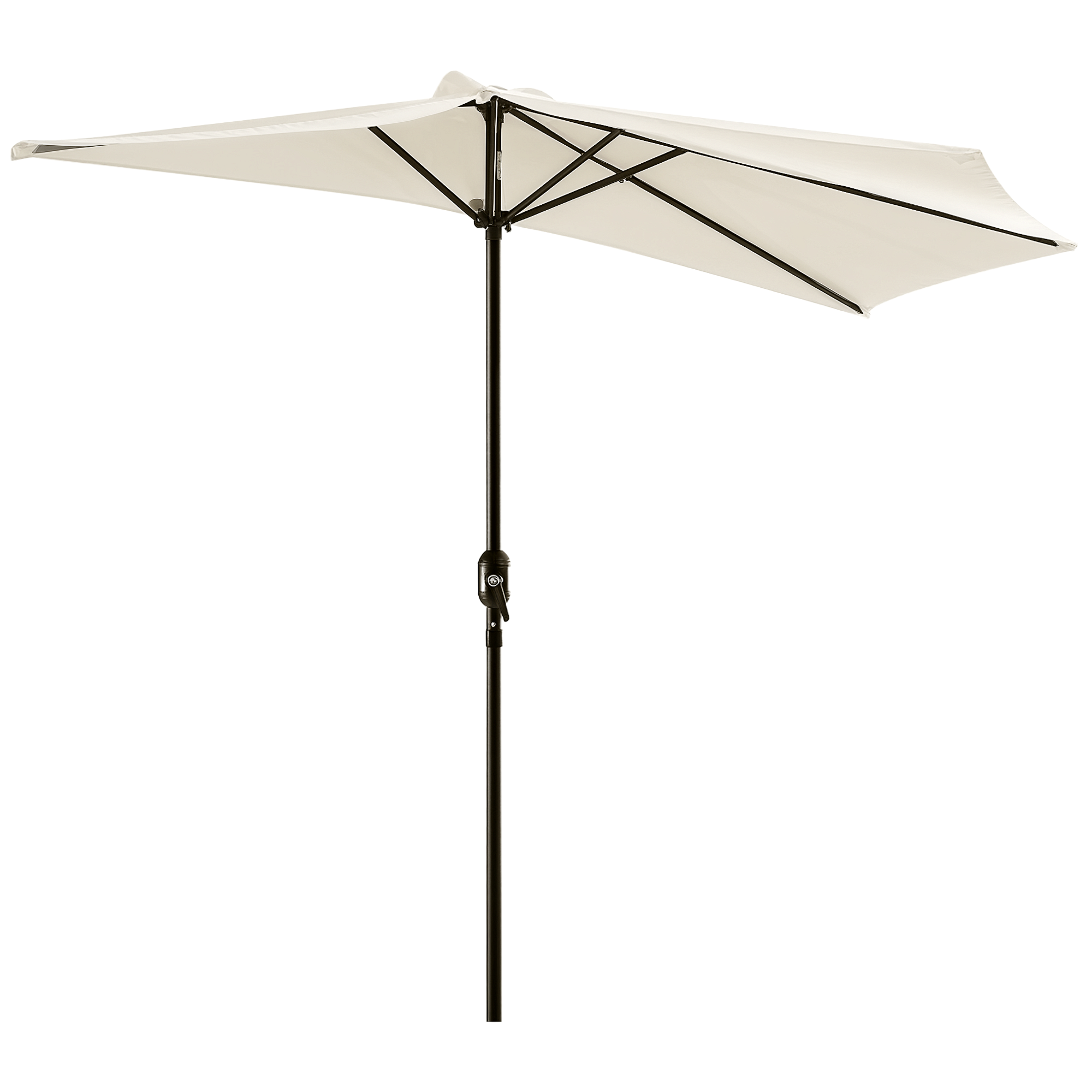 Outsunny Sonnenschirm halbrund Kurbelschirm Metall cremeweiß schwarz, UV-Schutz für Terrasse & Garten   Aosom.de