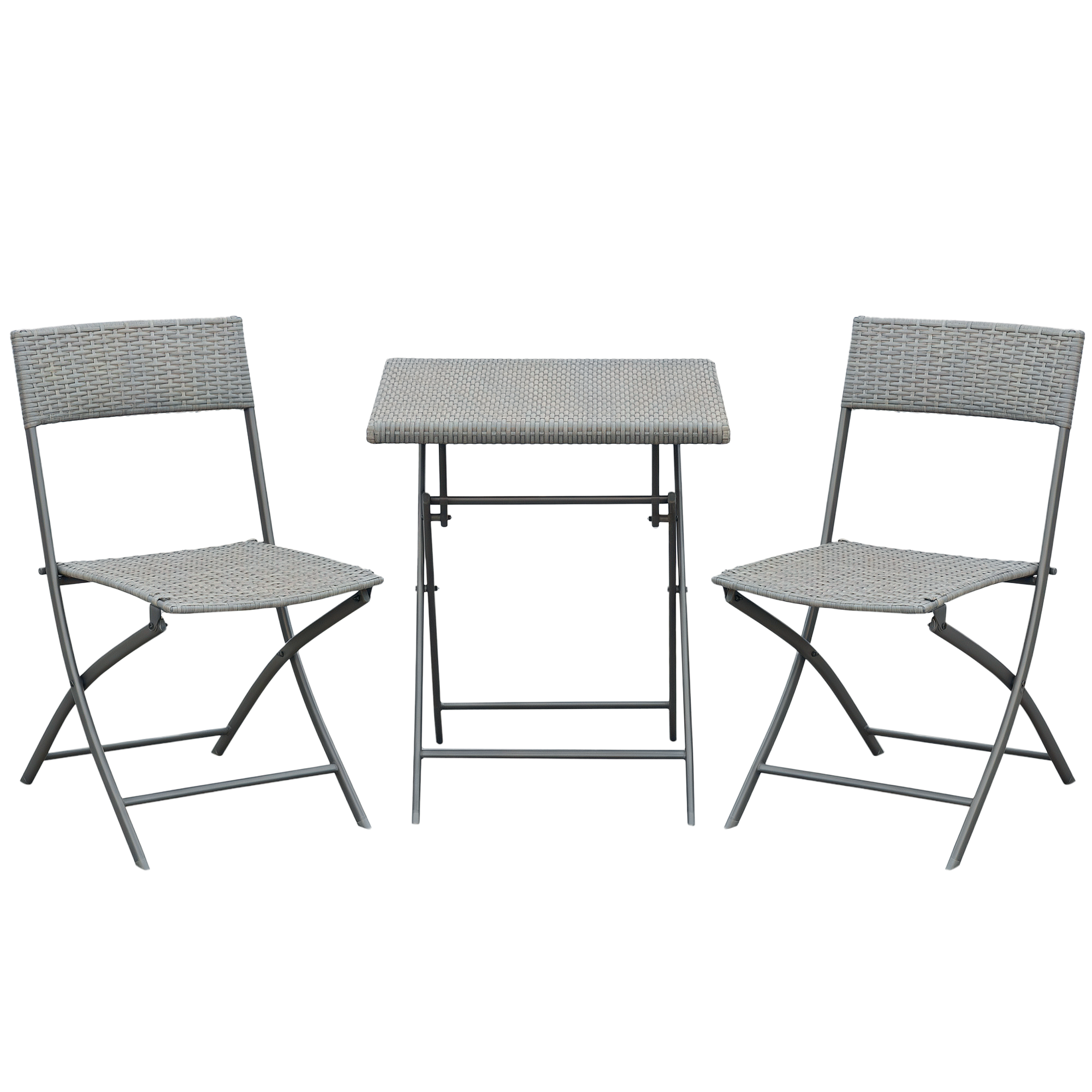 Outsunny Polyrattan Bistroset 2 Personen Sitzgruppe grau, Gartenmöbel aus Rattan für Balkon & Terrasse Aosom.de