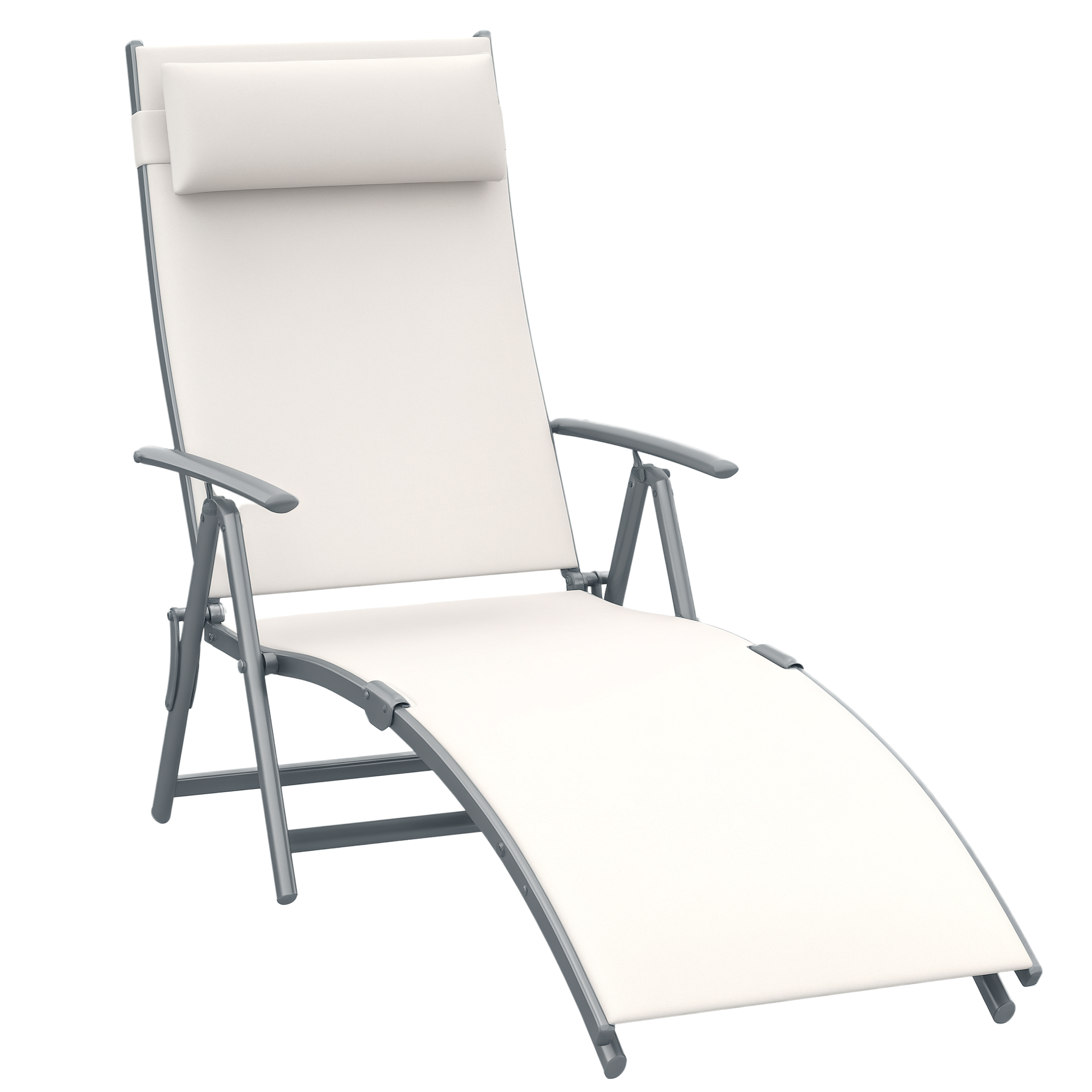 Outsunny® Sonnenliege Relaxliege klappbar mit Kissen Cremeweiß Aosom