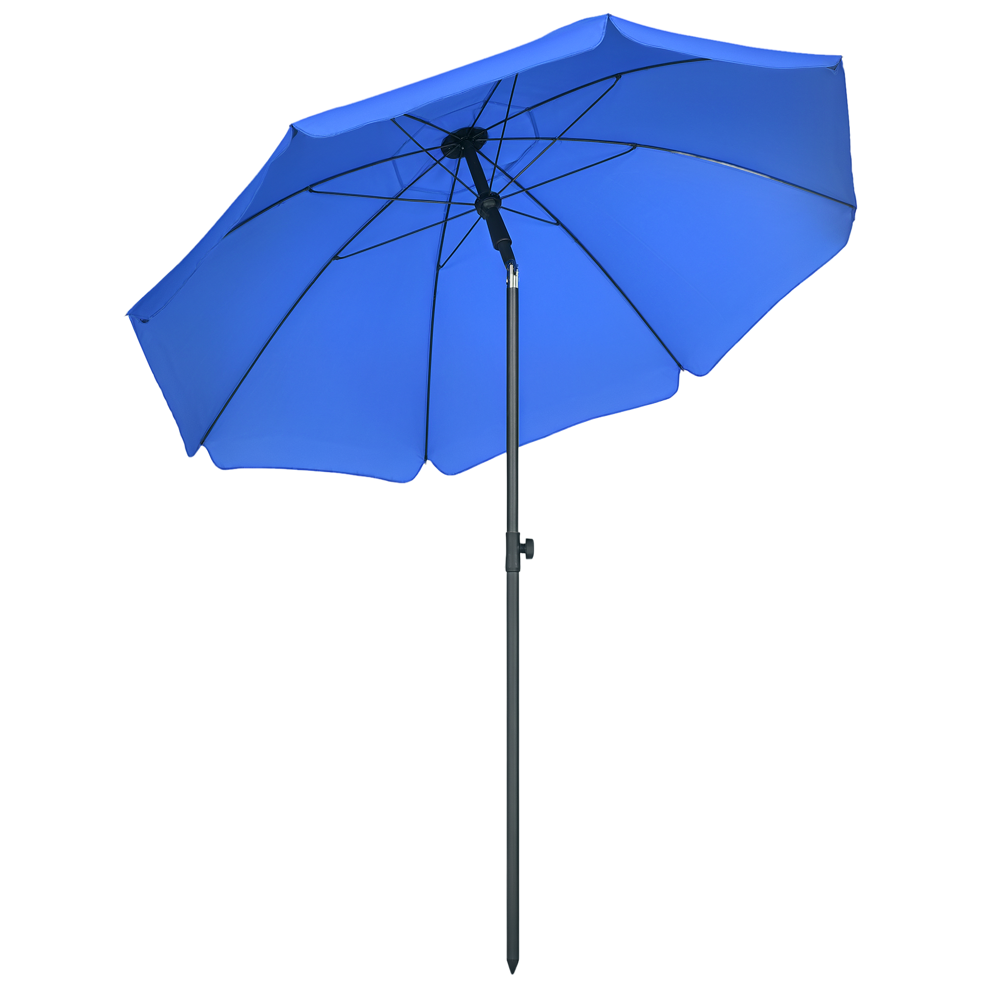 Outsunny Sonnenschirm Ø180 cm Terrassenschirm mit UV-Schutz, verstellbare Neigung, 8 Streben, Marktschirm für Garten & Balkon, Stahl, Blau   Aosom.de