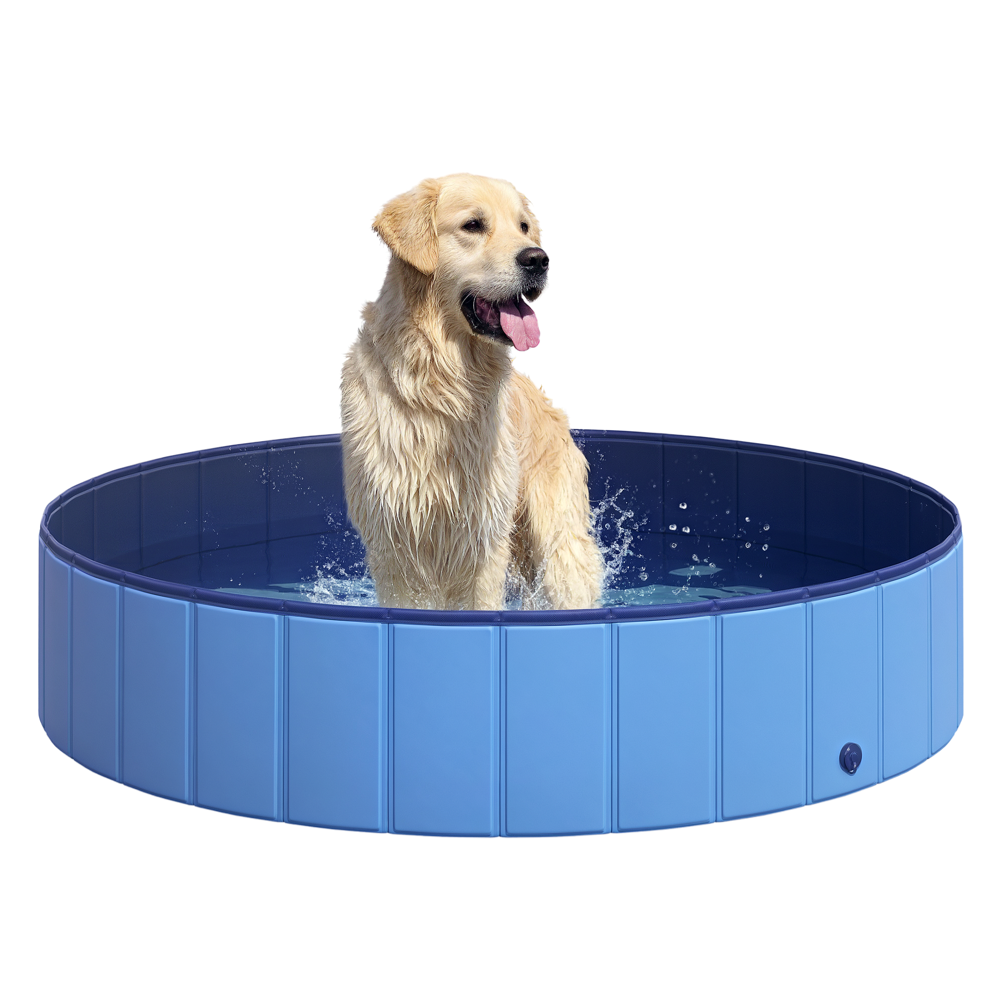 PawHut Hundepool großes Schwimmbad für Hunde Planschbecken aus PVC Holz Blau Ø140xH30 cm ideal für den Sommer Aosom.de