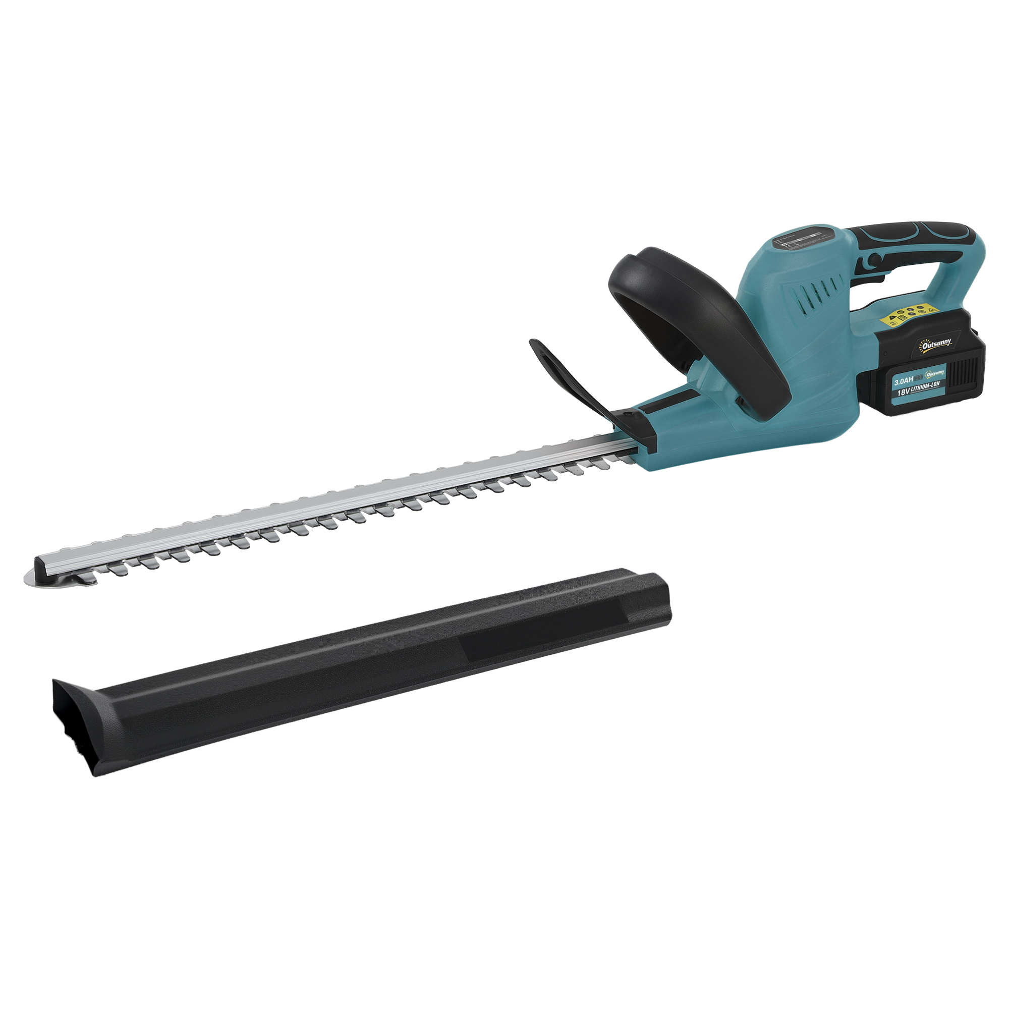 Outsunny Elektrischer Heckenschneider mit 2 Batterien 3 Ah und Ladegerät 0,8 A, kabelloser Heckenschneider mit 51 cm Schnittlänge, für Zweige, Sträucher und Äste, Blau   Aosom