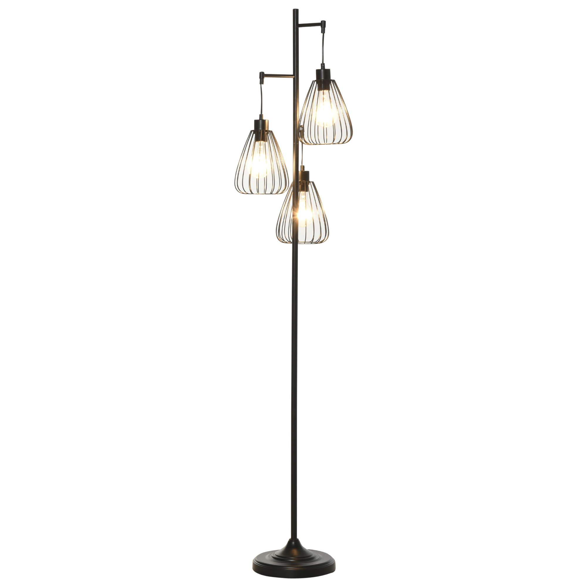 HOMCOM Vintage Industrielle Stehlampe aus Schwarzem Metall, Moderne Stehleuchte Ф35 x 170cm Aosom