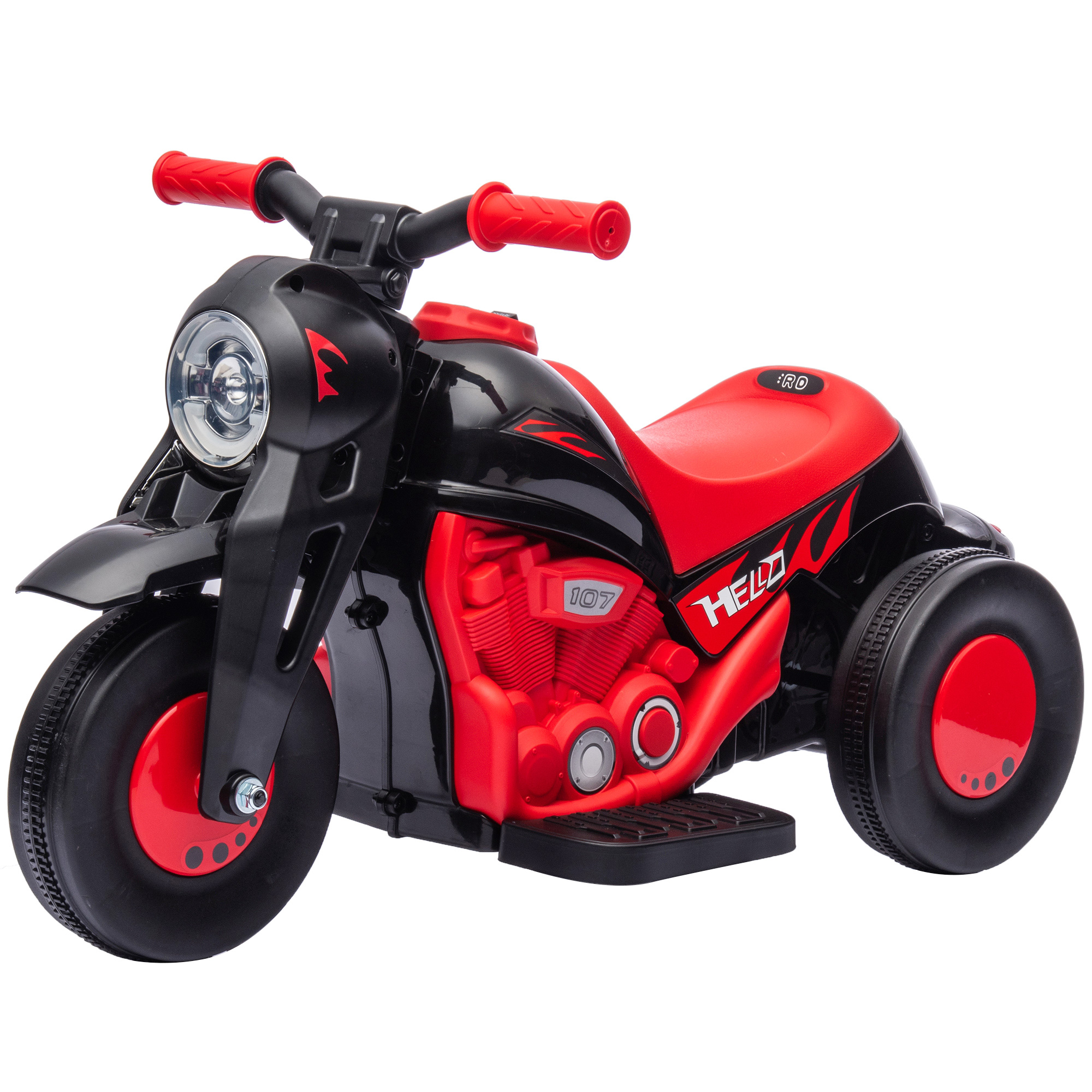 AIYAPLAY Elektro-Motorrad für Kinder, 3 Räder, 6 V, 3 km/h, Kinder-Elektroauto mit Seifenblasenfunktion, Licht- und Soundeffekten, 2 bis 5 Jahre, max. 30 kg Belastung, Rot   Aosom