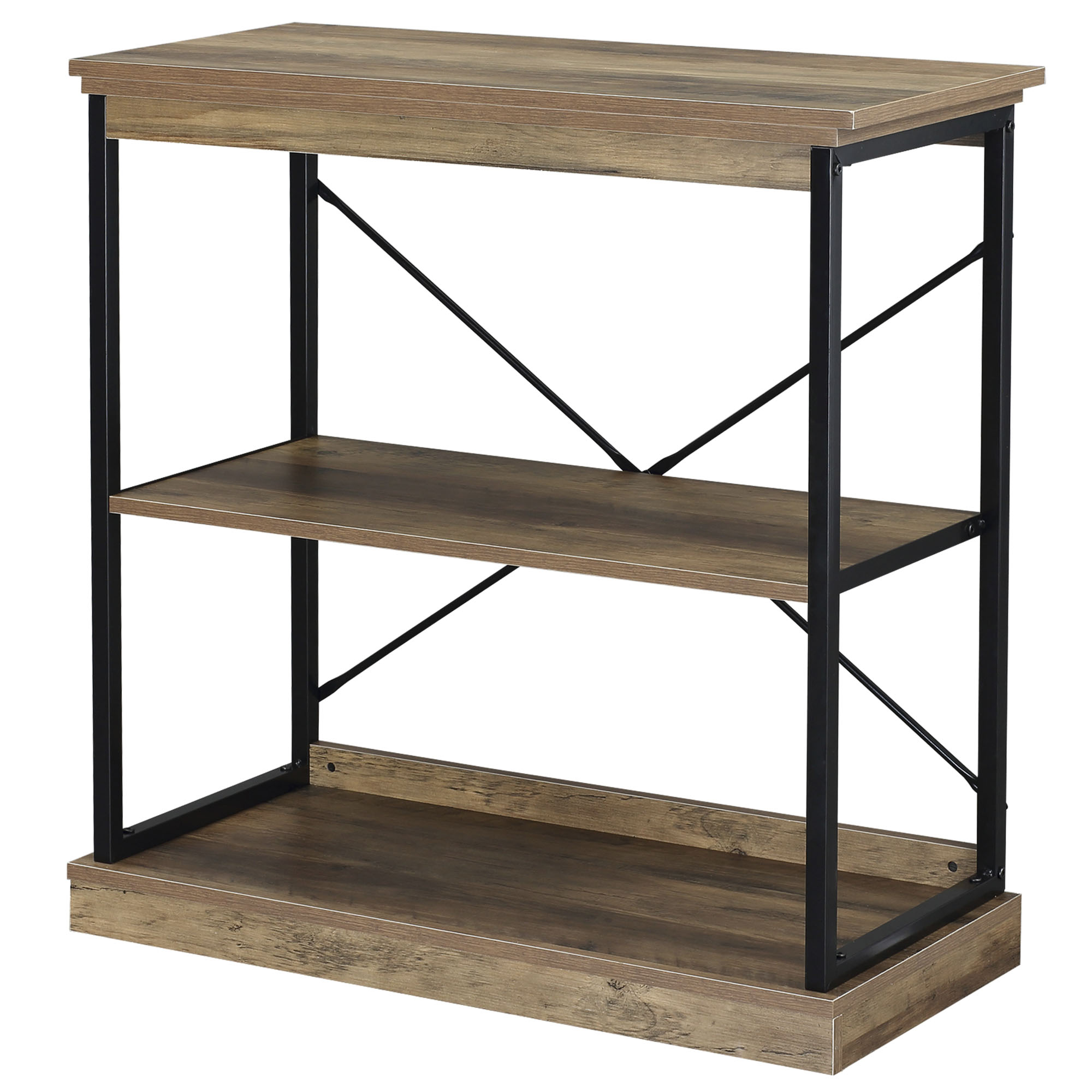 HOMCOM Industrielles Bücherregal, Bücherregal aus braunem Holz und schwarzem Metall, 80x36x81,3cm   Aosom