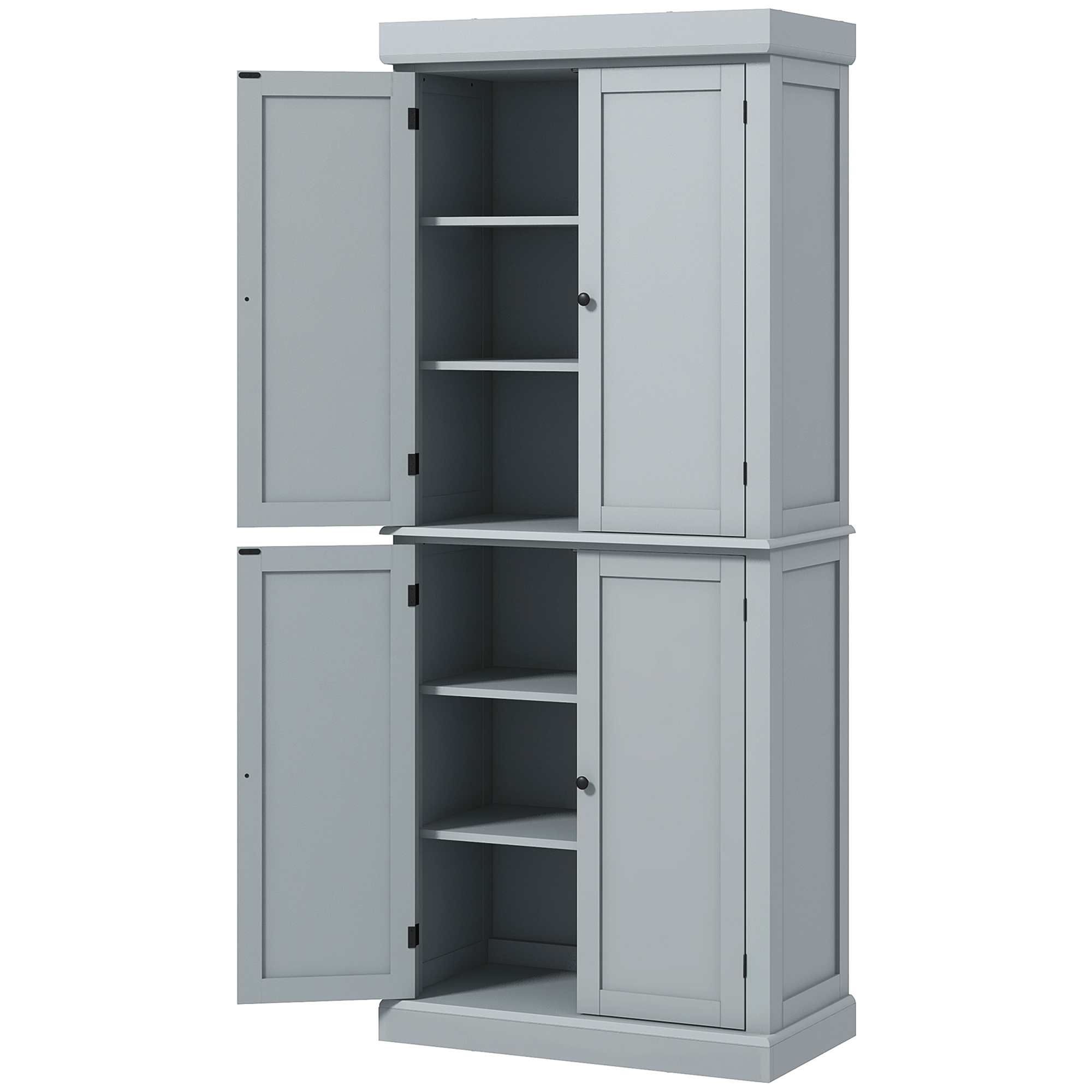 HOMCOM Küchenschrank Buffetschrank Küchenschrank Aufbewahrungsschrank moderner Stil mit Schränken, verstellbaren Regalen, für Esszimmer, Wohnzimmer, 76 x 40,5 x 184 cm, Grau   Aosom