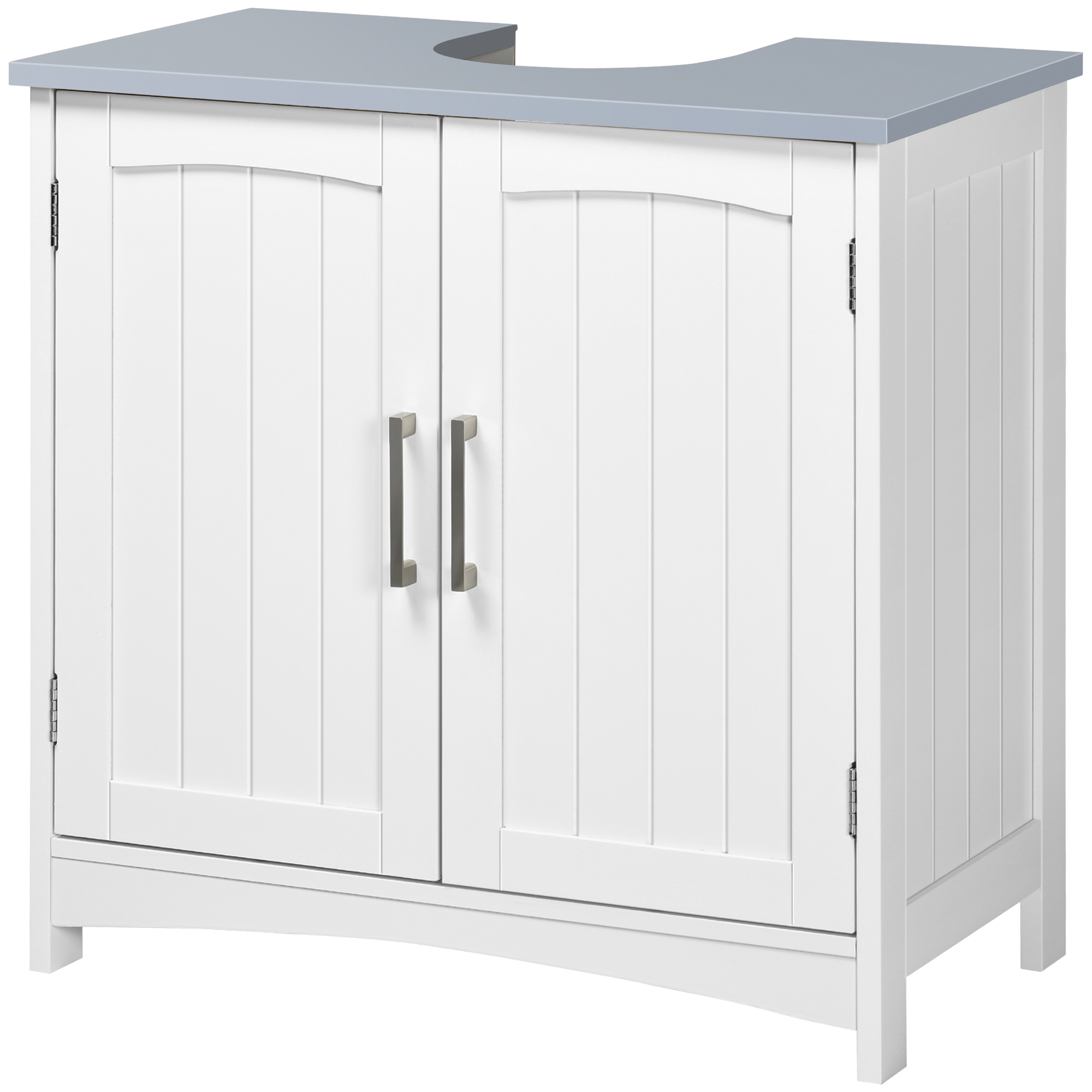 Kleankin Badezimmer Unterschrank, Waschbecken Unterschrank mit Doppeltüren, verstellbarem Regal, 60 x 33 x 60 cm, weiß   Aosom