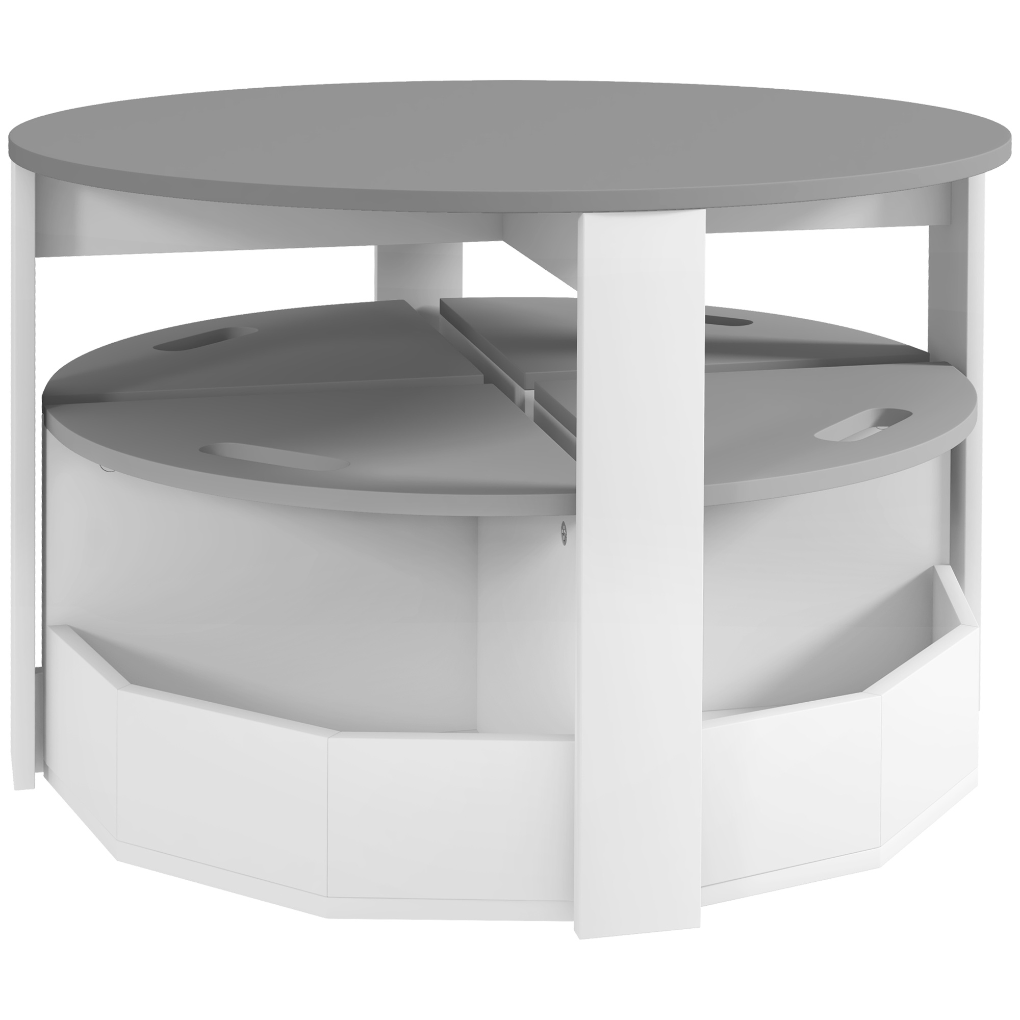 AIYAPLAY Set mit Tisch und Hockern für Kinder 5-teilig, Tisch und Stühle Set mit Platzsparendem Stauraum aus Holz, Grau   Aosom