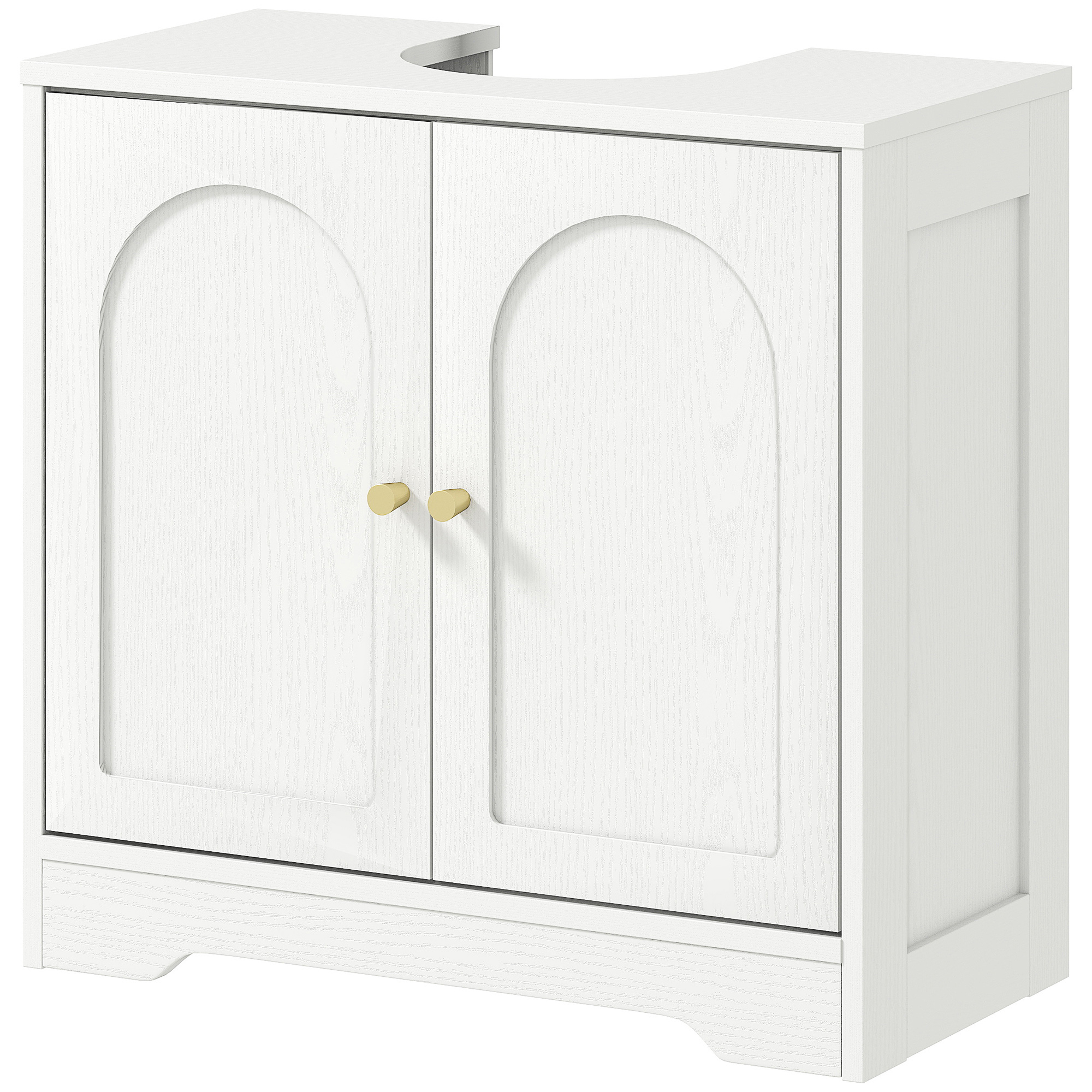 HOMCOM Waschtisch-Unterschrank Badezimmer Waschtisch-Schrank Aufbewahrungsschrank für Waschbecken - Schrank mit Türen und höhenverstellbarem Regal, für Waschbecken mit oder ohne Sockel, 60 x 30 x 65 cm, weiß   Aosom