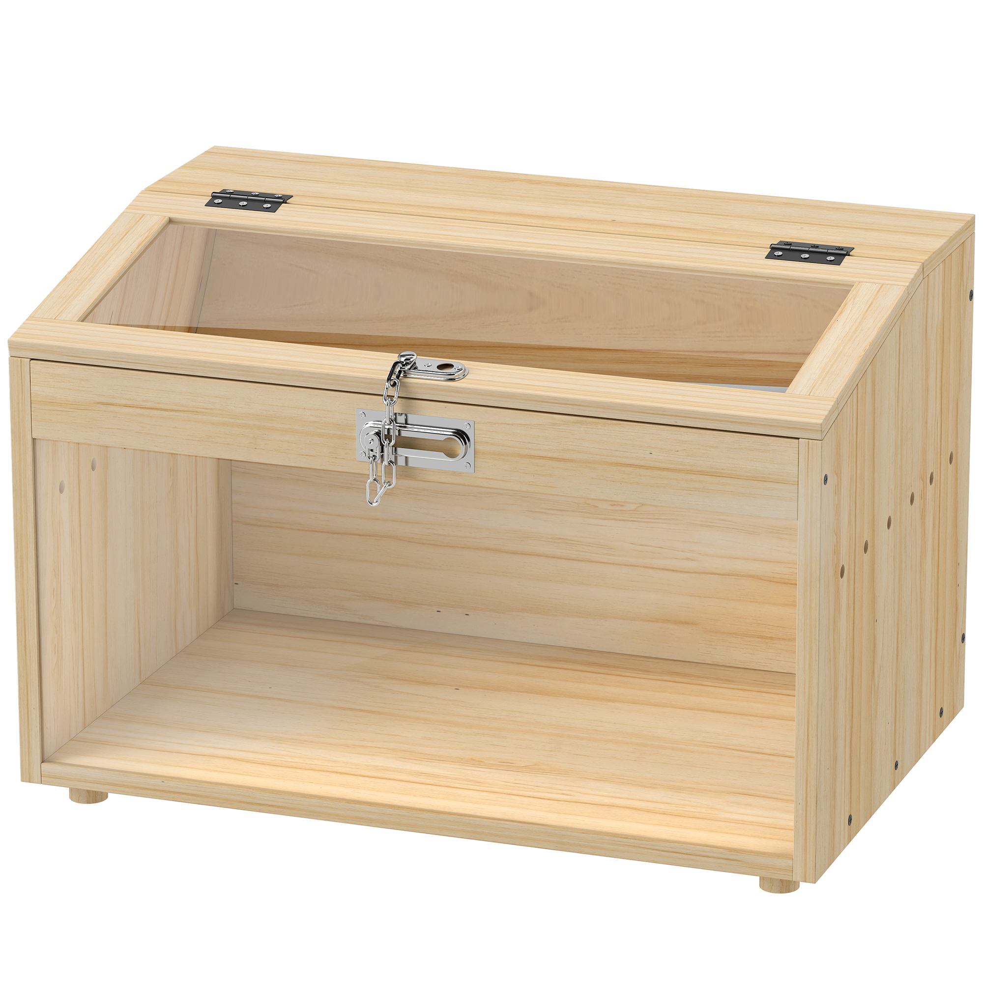 PawHut Hamsterkäfig aus Holz, Mäusekäfig mit öffnendem Deckel, Acrylfenster und Belüftungslöchern für Zwerghamster und Wüstenspringmäuse, 55 x 35 x 35 cm, Naturholzoptik   Aosom