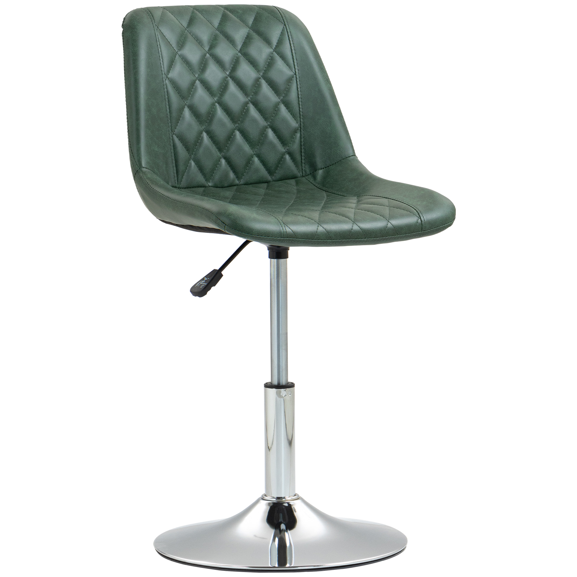 HOMCOM Bürostuhl ohne Rollen und Armlehnen, drehbarer Stuhl mit Stahlbasis, höhenverstellbar, ergonomischer Kunstleder-Bürostuhl, grün Aosom