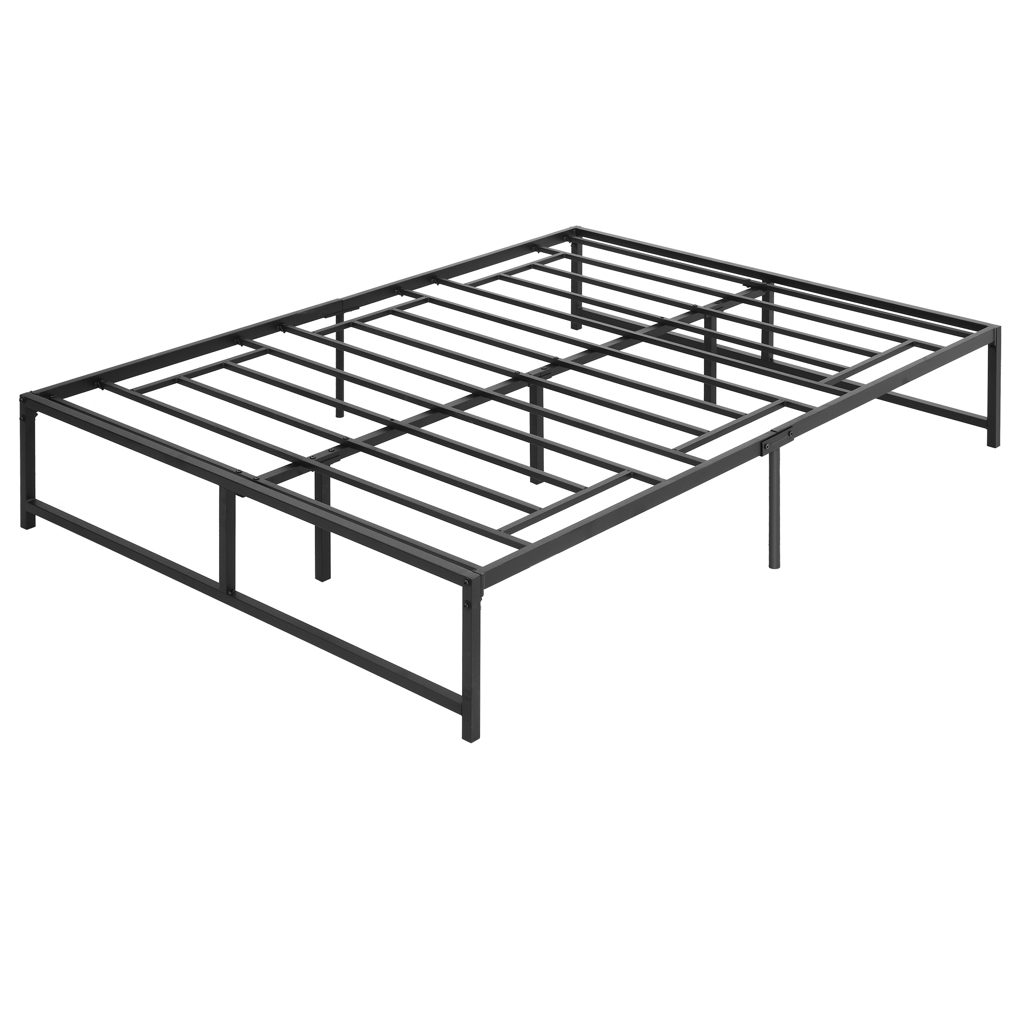 HOMCOM Bettgestell 140 x 190 cm, Doppelbett für 2 Personen aus Stahl, Höhe 31 cm mit Stauraum, Lattenrost, leicht montierbar, schwarz Aosom