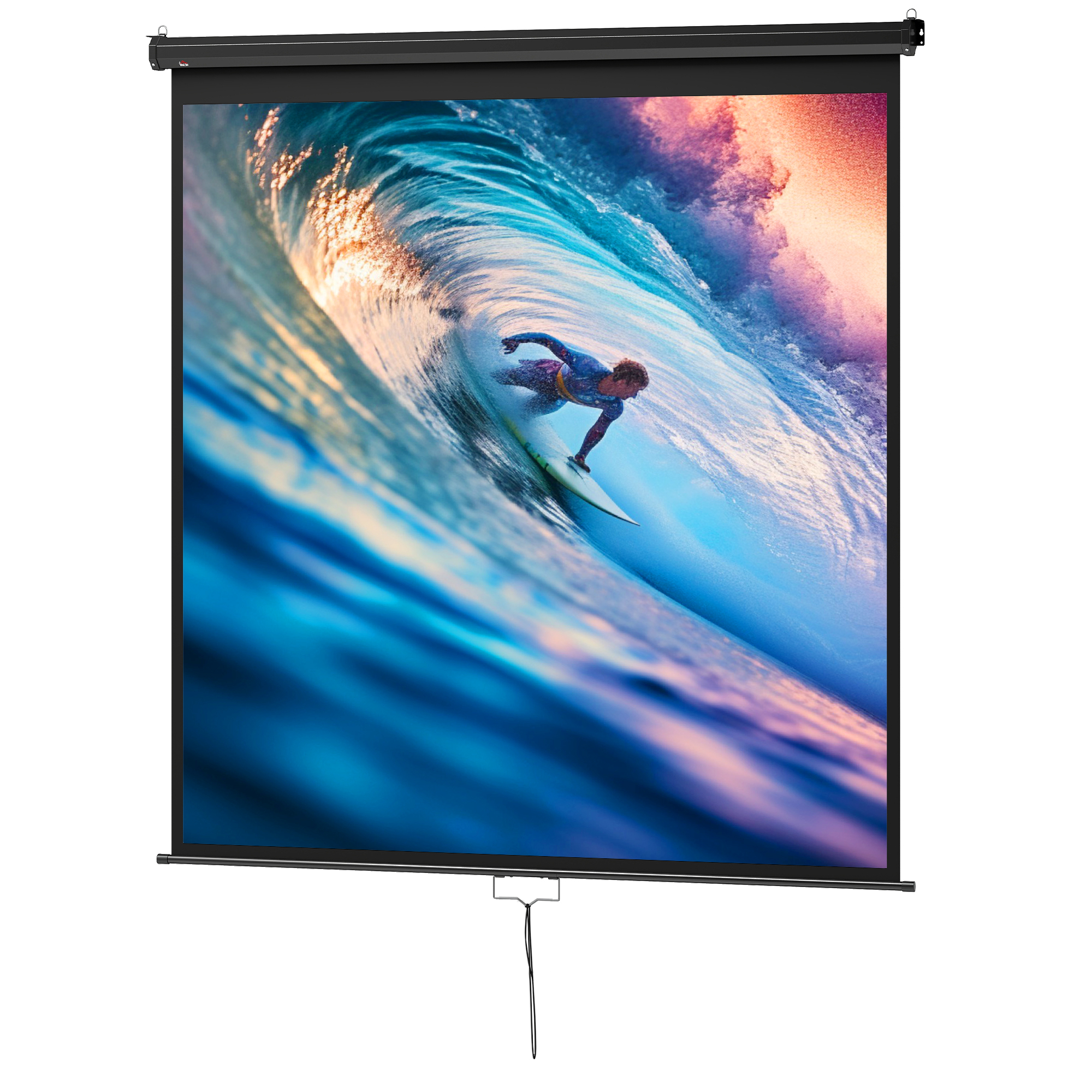 HOMCOM 99-Zoll-Projektionsleinwand, Beamer-Leinwand, für Heimkino, 1:1 4K HD, Wand- oder Deckenmontage, 189 x 7 x 182 cm, Schwarz   Aosom