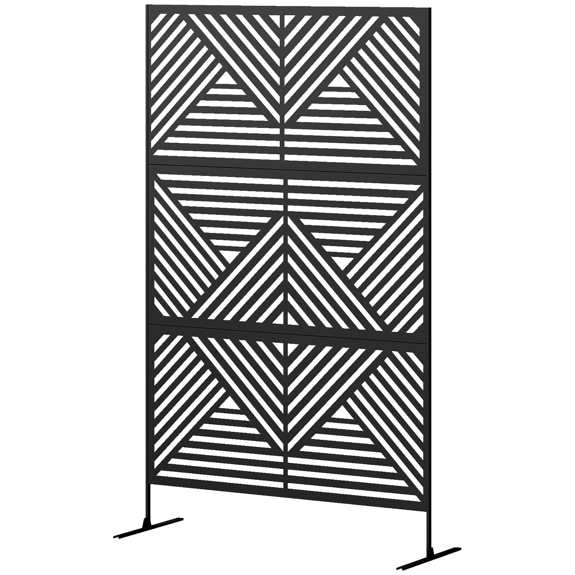 Outsunny Trennwand Dekorativer Outdoor-Sichtschutz mit Rautenmuster und 2 Füßen, Gartensichtschutz aus Stahl, für Balkon und Terrasse, 122x45x198 cm, Schwarz Aosom