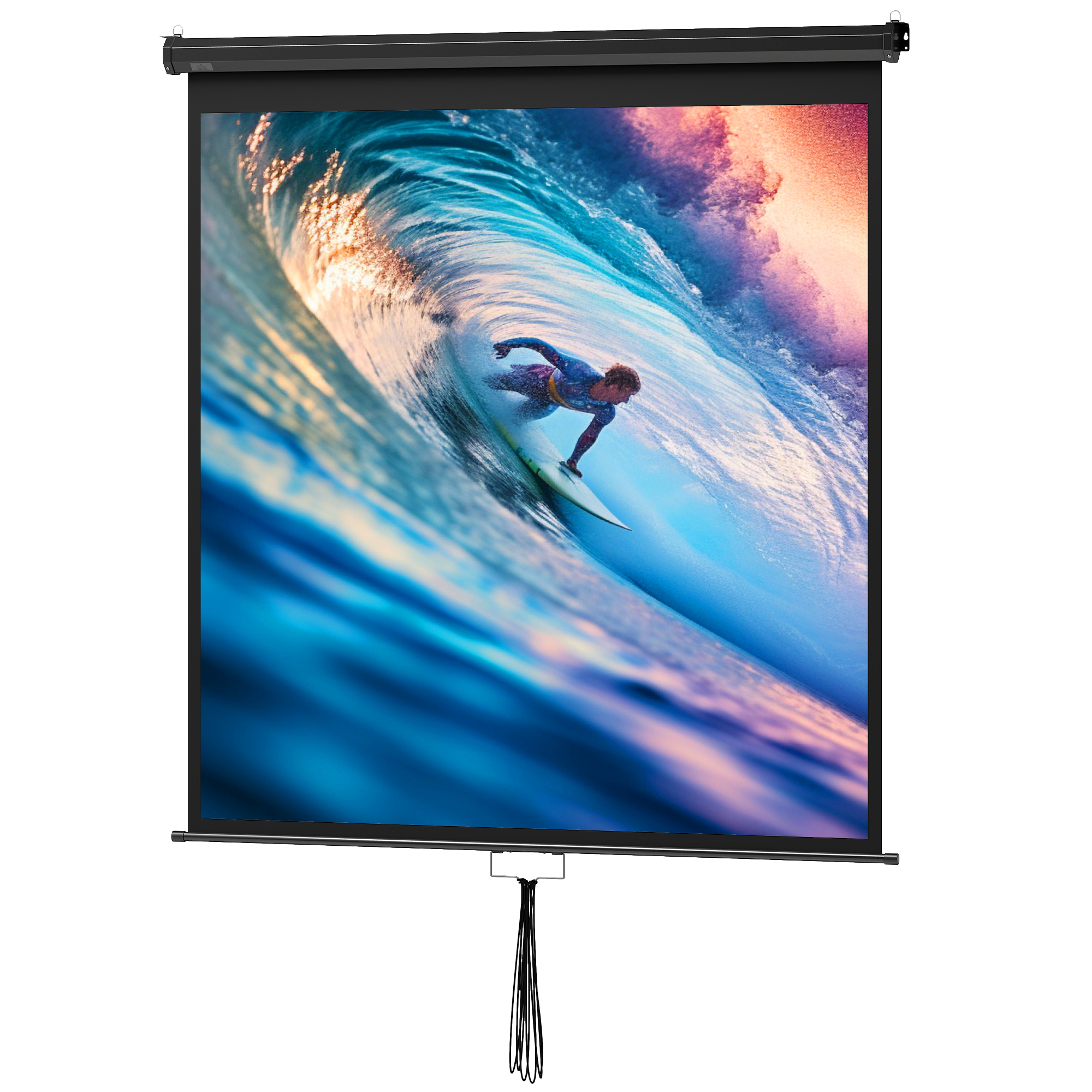 HOMCOM 85-Zoll-Projektionswand, Projektionswand für Heimkino, 1:1 4K HD, Wand- oder Deckenmontage, 162,5 x 8 x 162 cm, schwarz   Aosom