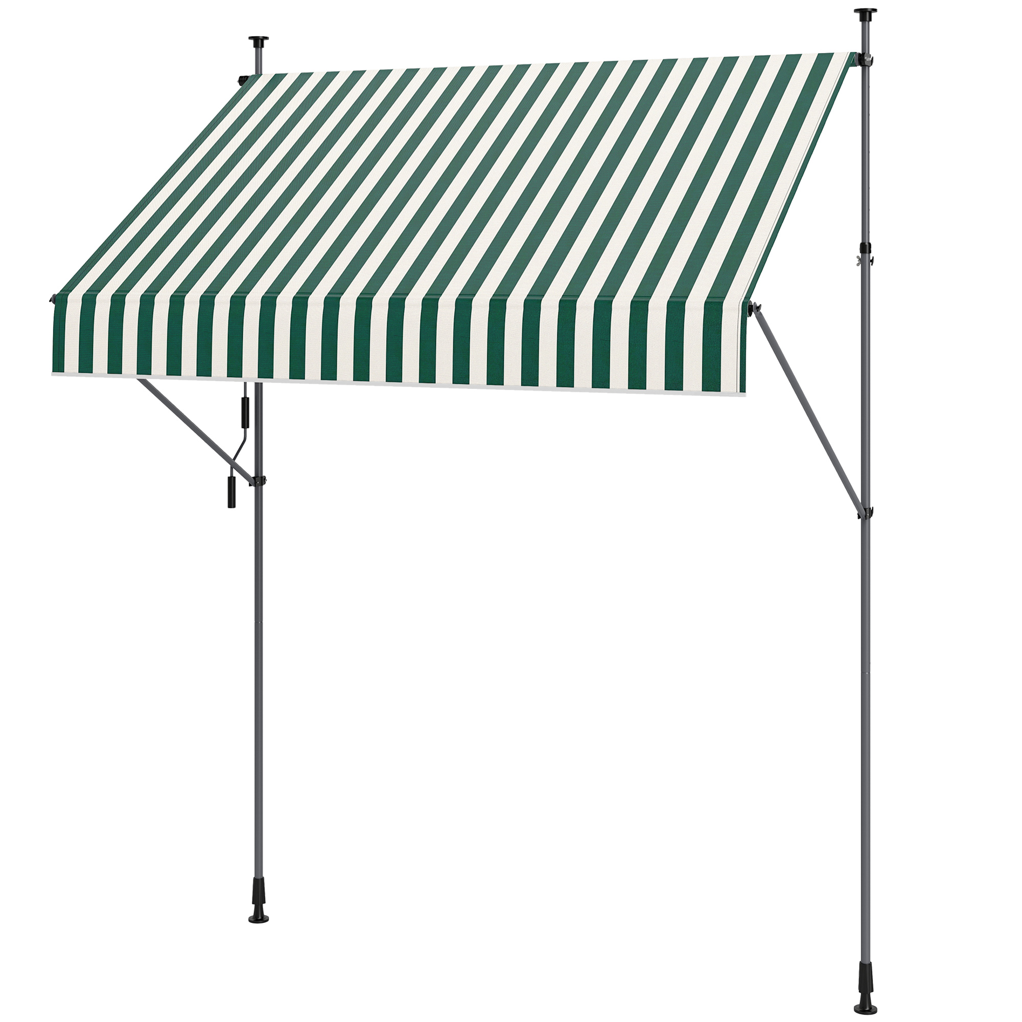 Outsunny Sonnensegel 2x1,2 m mit Kurbelarm, Sonnenschirm für den Außenbereich aus Aluminium und 180g/㎡ Polyesterstoff, für Garten, Balkon und Terrasse, Grün und Weiß Aosom