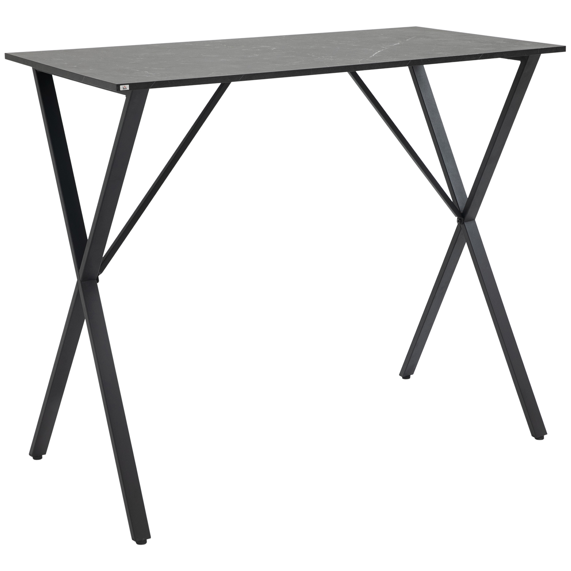 HOMCOM Bartresen Moderner Industriestil, Hocher Küchentisch mit Marmoreffekt aus Holz und Stahl, 120 x 60 x 102 cm, Schwarz   Aosom