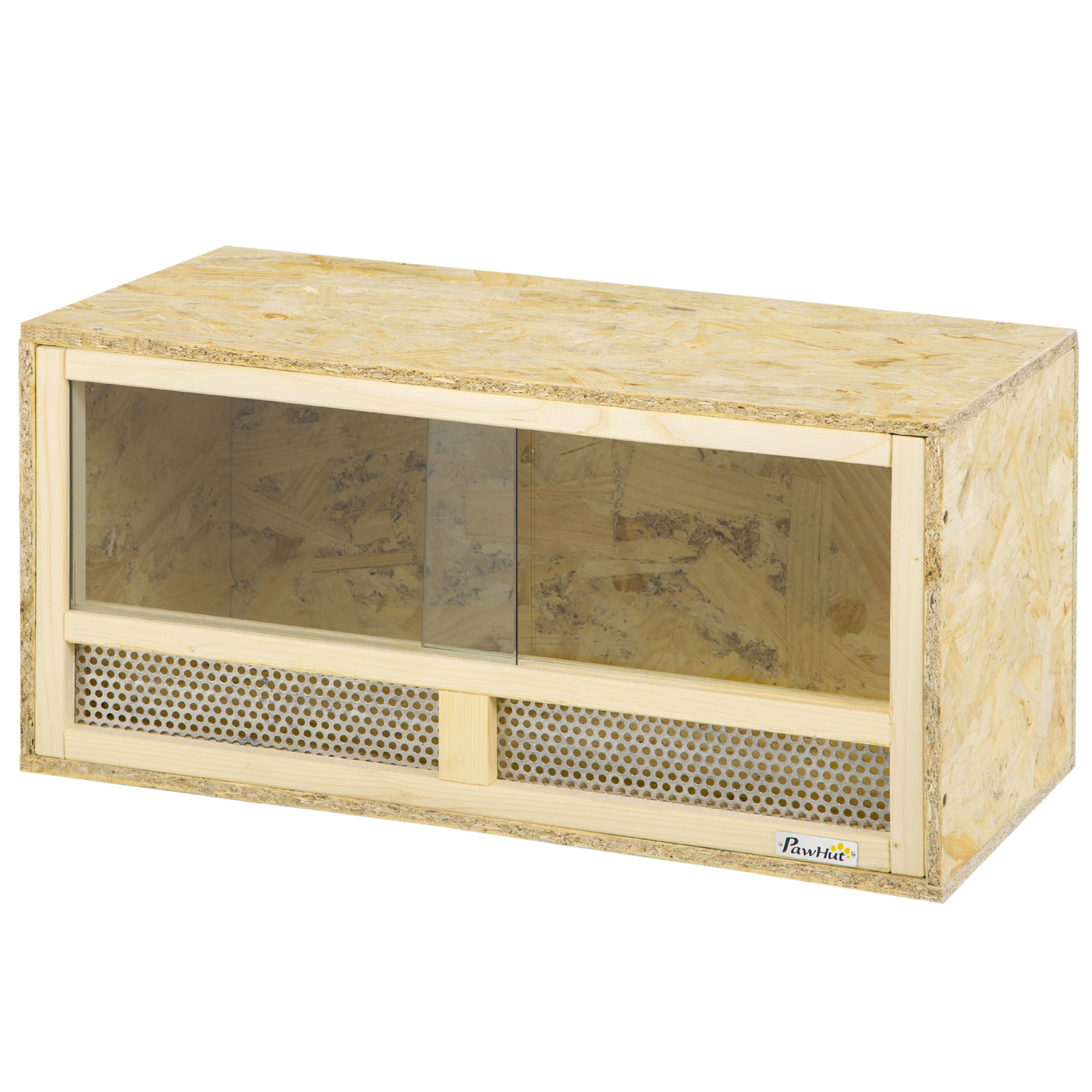 PawHut Terrarium für Reptilien aus Holz mit Schiebetüren aus gehärtetem Glas und Netzpaneelen, vielseitiges Reptilienterrarium, 60x29,5x29,5 cm, für Eidechsen, Chamäleon, Schlange   Aosom