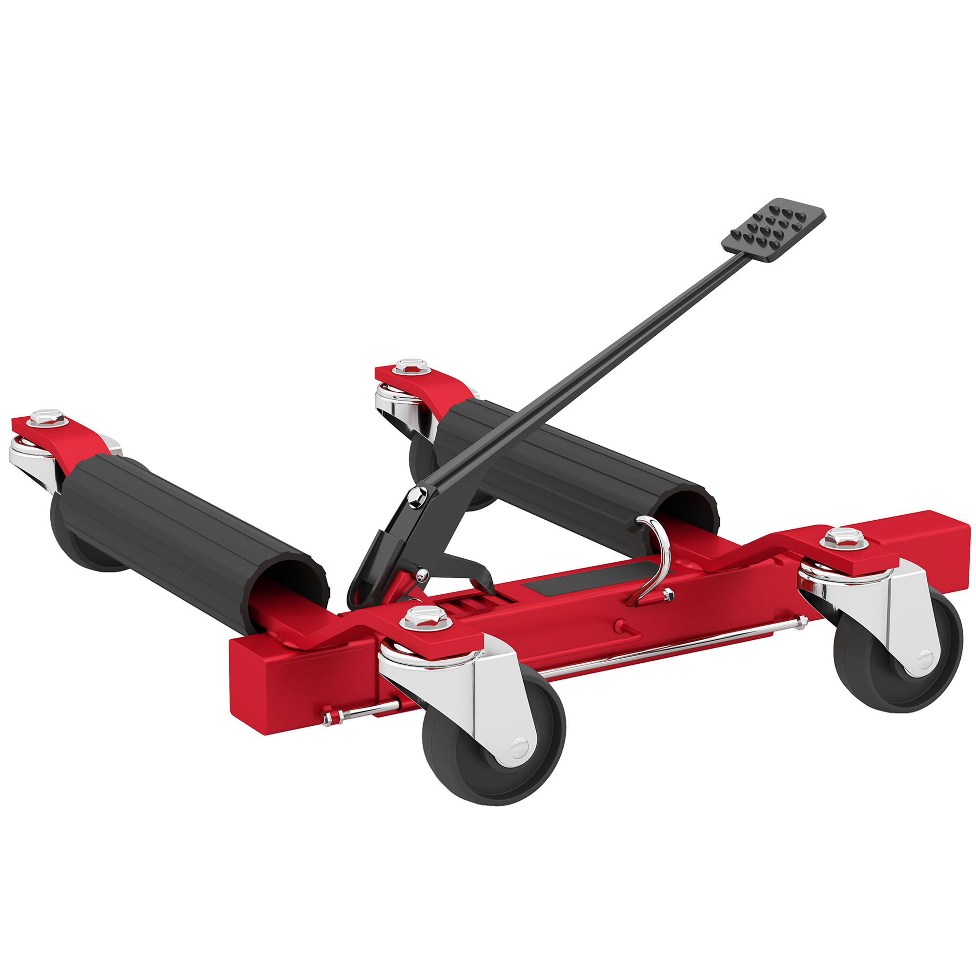 HOMCOM Autotransporter Kapazität 680 kg, hydraulischer Transportwagen Reifenbreite 30,5 cm, 360°-Drehung, für Autos, SUVs, ATVs, 63 x 57-72 x 33 cm, Rot   Aosom