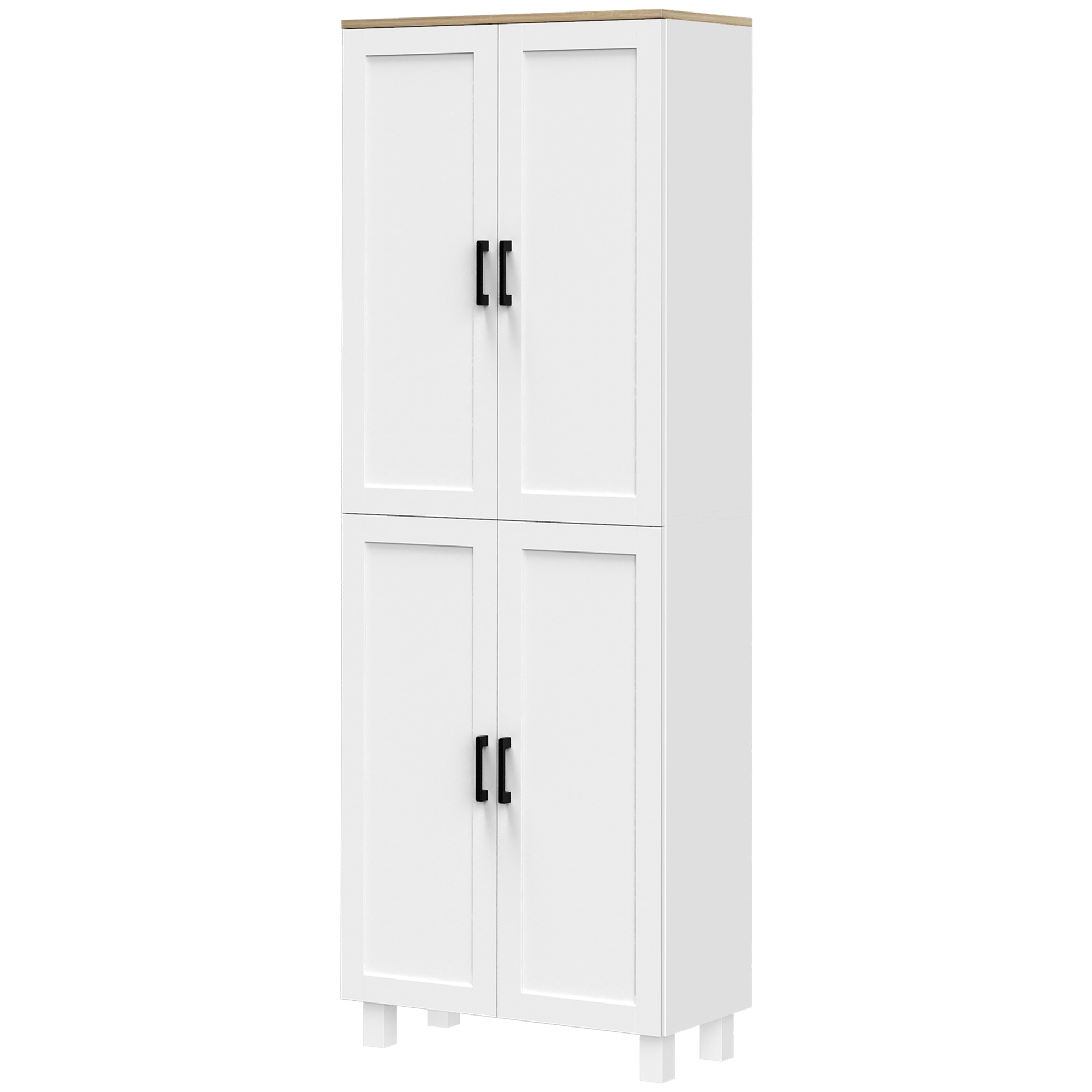 HOMCOM Küchenschrank Buffet Küchenschrank Geschirrschrank Aufbewahrungsschrank modernes Design mit 4 Türen und verstellbaren Regalen, 60 x 30 x 170,5 cm, weiß   Aosom
