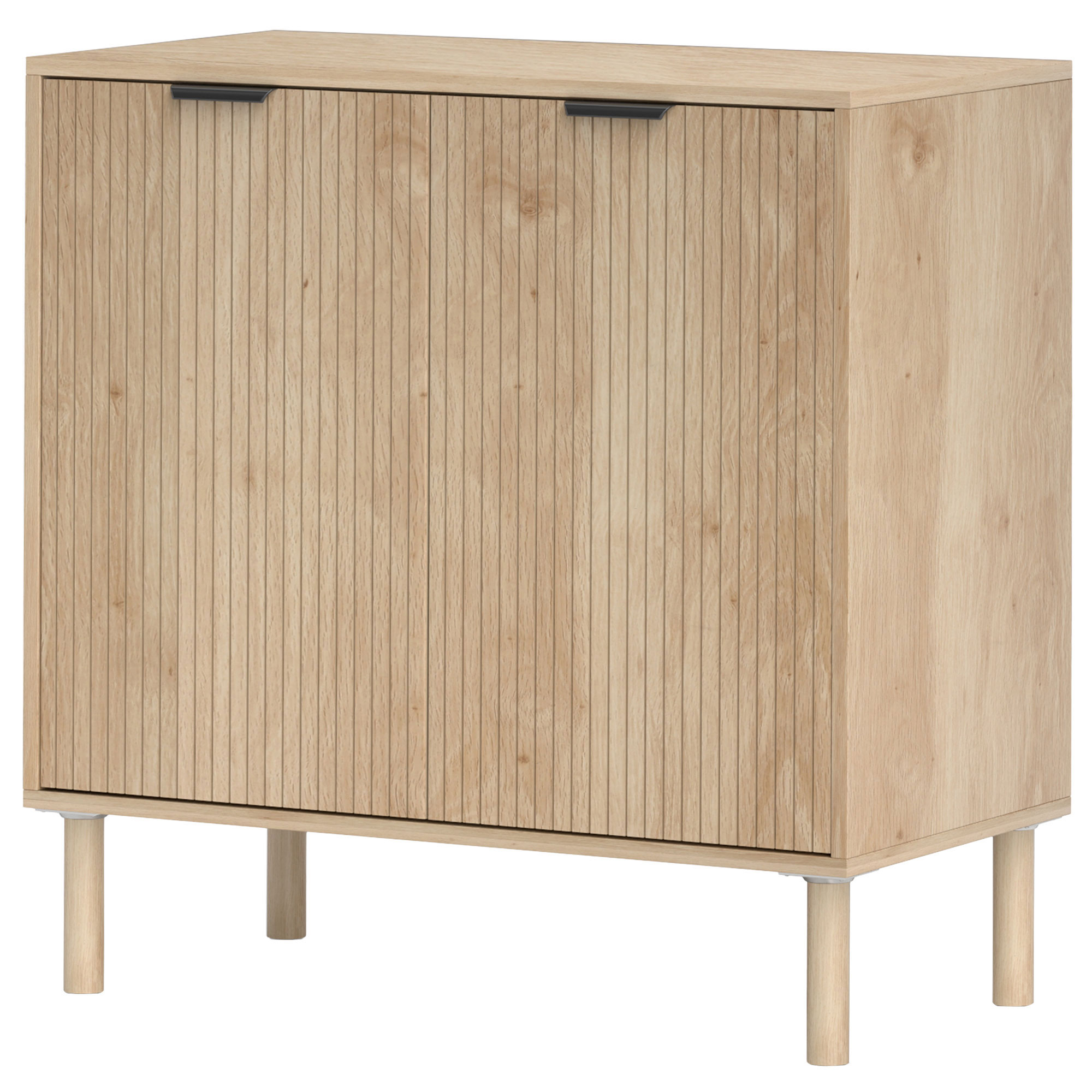 HOMCOM Vielseitiger 2-Ebenen-Schrank mit verstellbarem Regal auf 3 Ebenen, Schrank mit Kiefernholzbeinen, für Wohnzimmer und Schlafzimmer, 78x40x77,5 cm, Farbe Eiche Aosom