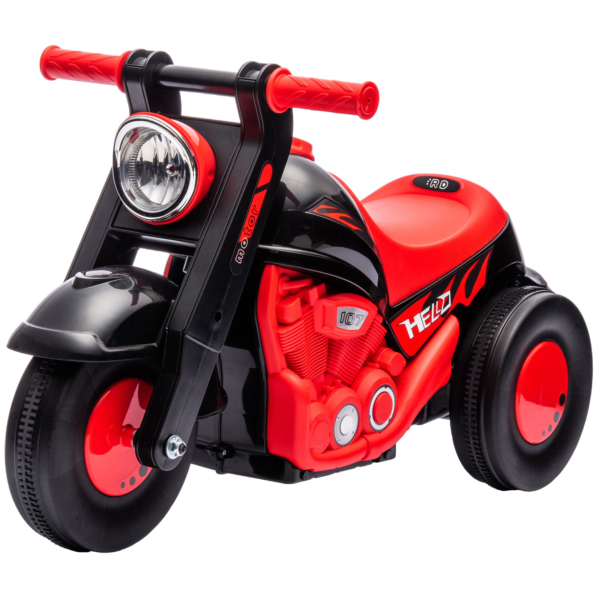 AIYAPLAY Motorrad Kinderscooter mit Blasen und Musik, Kinderroller ab 2 Jahren, breite Räder, einfacher Transport, Laufradroller für Kinder von 2 bis 5 Jahren, schwarz   Aosom