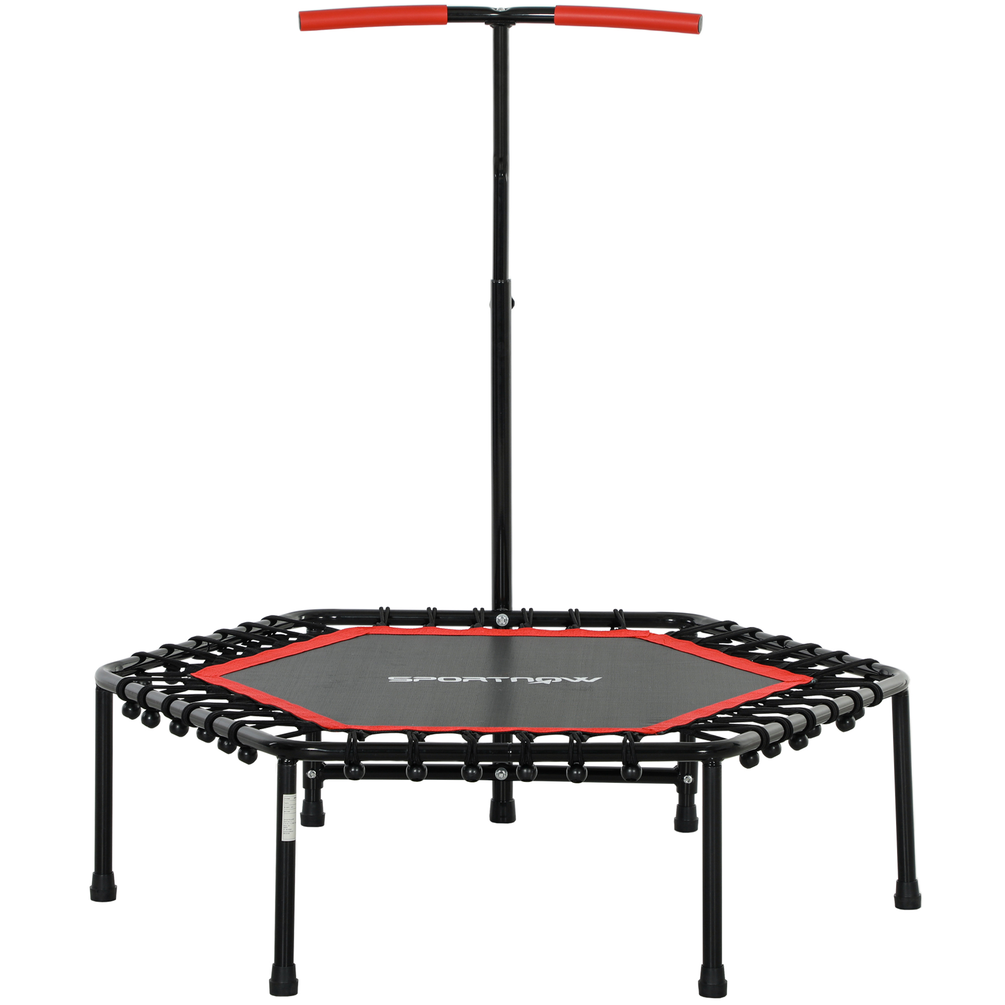 SPORTNOW Fitness-Trampolin 114 cm mit elastischen Seilen, verstellbarer Griff in 3 Positionen, stabiles und leises Übungstrampolin bis 100 kg Belastung für Indoor-Training, Rot   Aosom