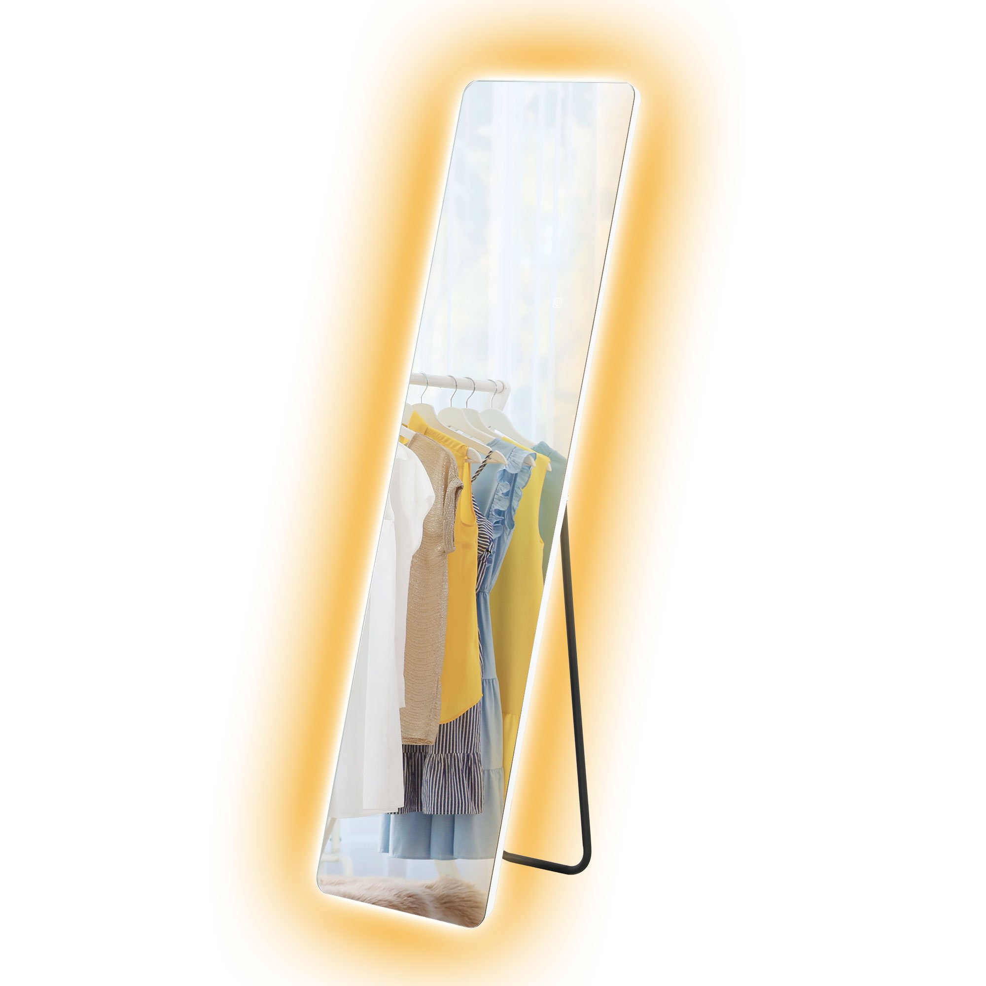 HOMCOM Ganzkörperspiegel, 150 x 40 cm Standspiegel mit LED-Beleuchtung, 3 Lichtfarben, Wandspiegel mit Ständer, Touch-Schalter für Schlafzimmer, Wohnzimmer, Transparent Aosom