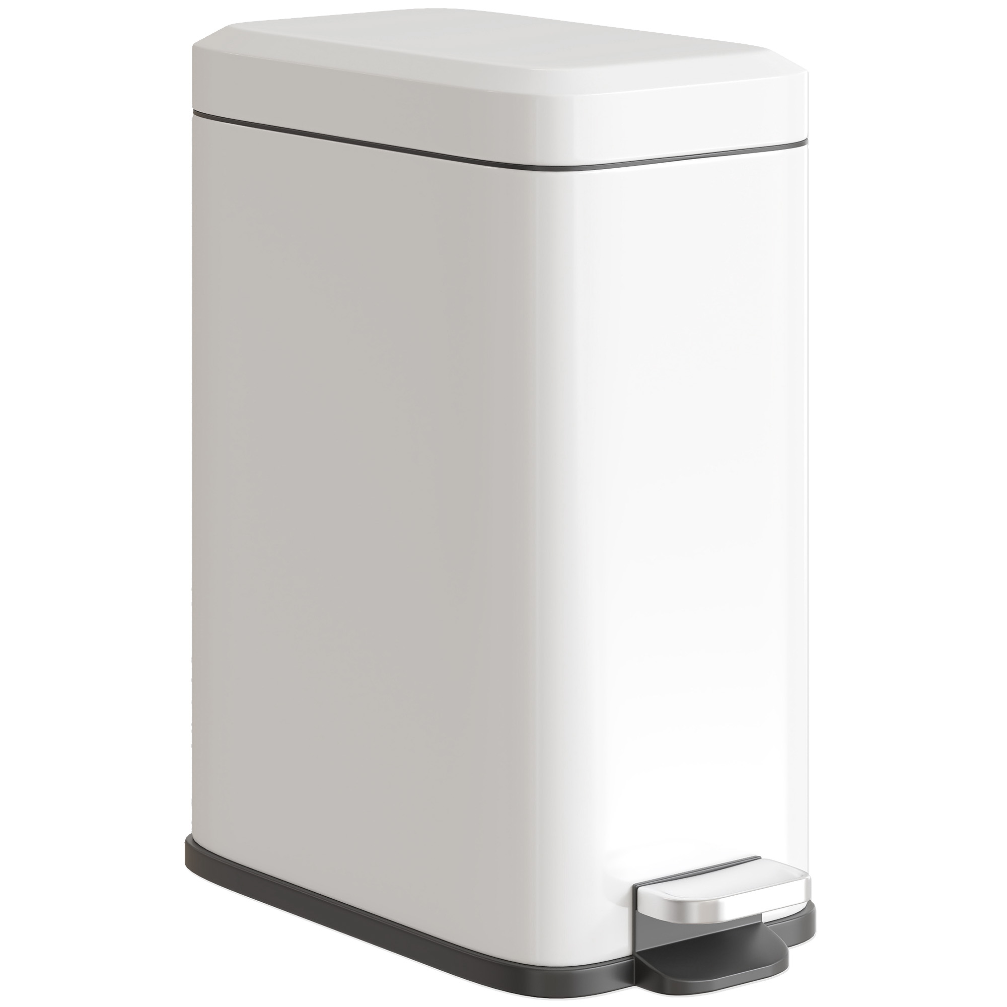 HOMCOM Mülleimer 5L Treteimer Kosmetikeimer Abfalleimer mit Deckel und Fußpedal, Müllbehälter mit Inneneimer, Badezimmer-Mülleimer für Wohnzimmer, Büro, Metall, Weiß, 29,2 x 14 x 32 cm   Aosom