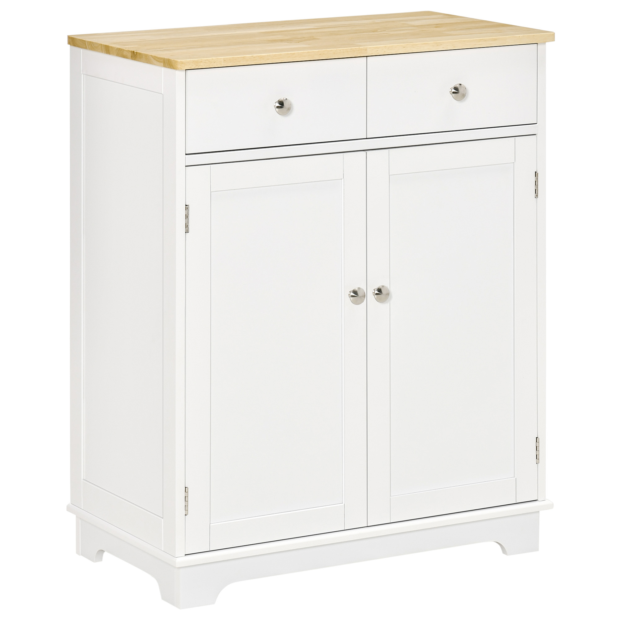 HOMCOM Küchenschrank Sideboard mit 2 Schubladen, Kommode, Aufbewahrungsschrank aus MDF, Weiß, 68 x 40,3 x 85 cm für Küche & Esszimmer   Aosom.de
