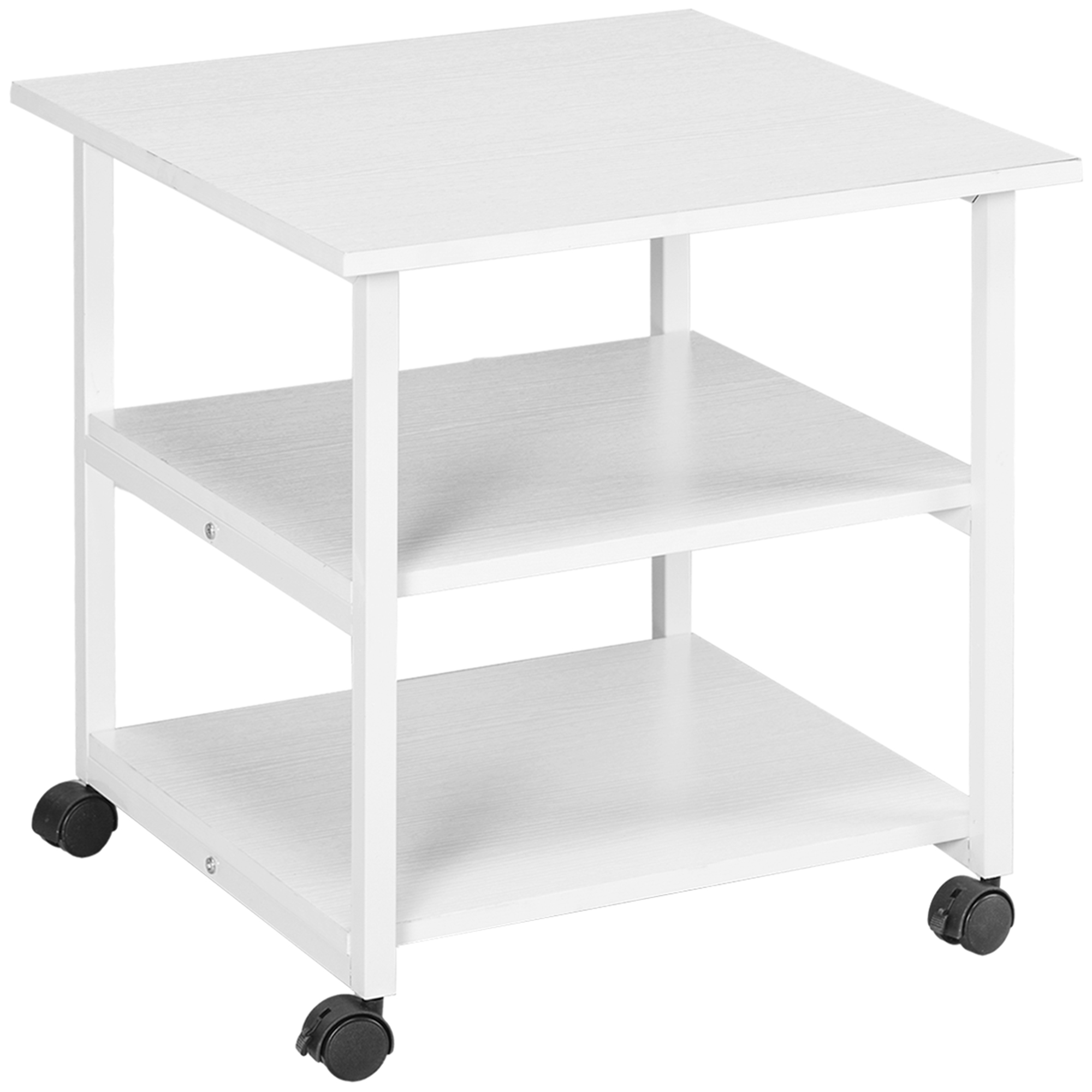 HOMCOM Druckertisch mit Rolle, Druckerständer mit 3-Ebene, Druckerhalter, Druckerwagen bis 18 kg belastbar, für Büro, Arbeitszimmer, Stahl, 50 x 50 x 52,5 cm   Aosom