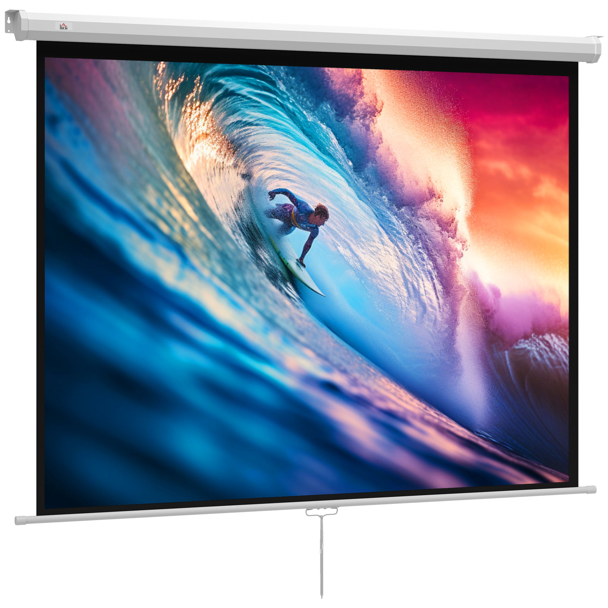 HOMCOM Beamer Leinwand 171 x 128 cm 84 Zoll 4:3 HD 4K Projektionsleinwand Rollo-Leinwand für Heimkino Büro-Präsentationen   Aosom