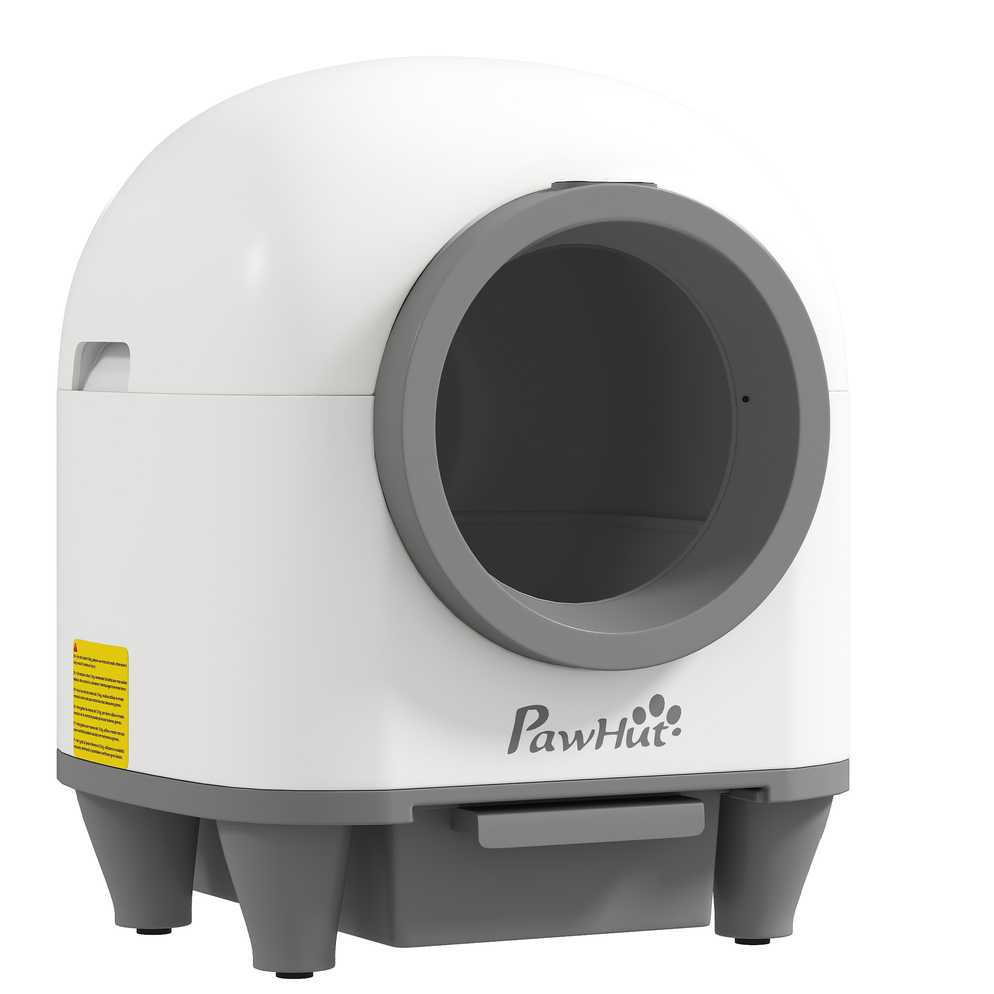PawHut Selbstreinigende Katzentoilette mit 80L für Katzen 1-5 kg mit Duftbox und Müllsäcken, Katzentoilette aus PP, 55,5x51x58,5 cm, Weiß und Grau   Aosom