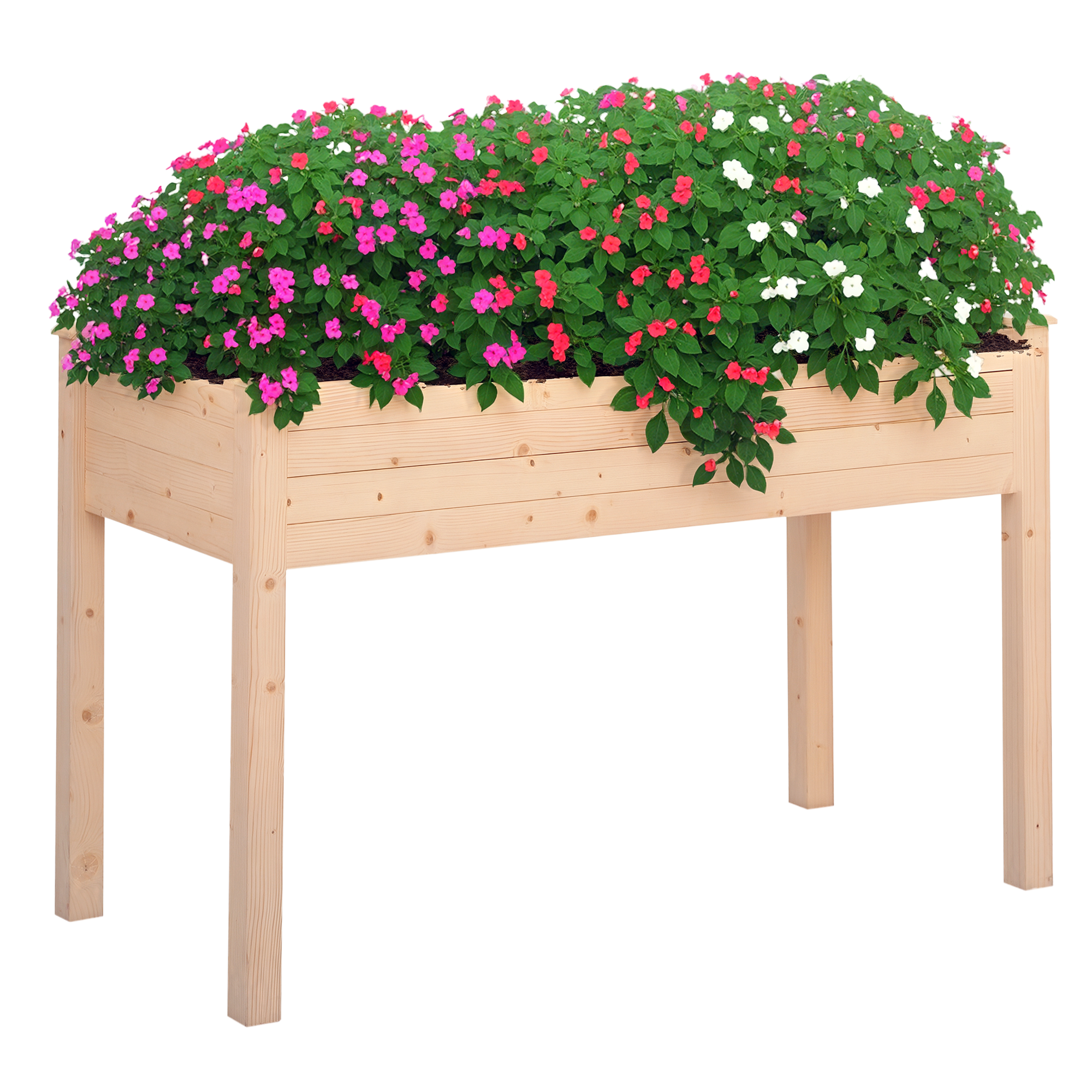 Outsunny Hochbeet 1225x565x760mm Pflanzkasten Blumenkasten Kräuterbeet mit Abflusslöchern Vliesstofftuch aus massivem Holz für Garten & Balkon   Aosom.de