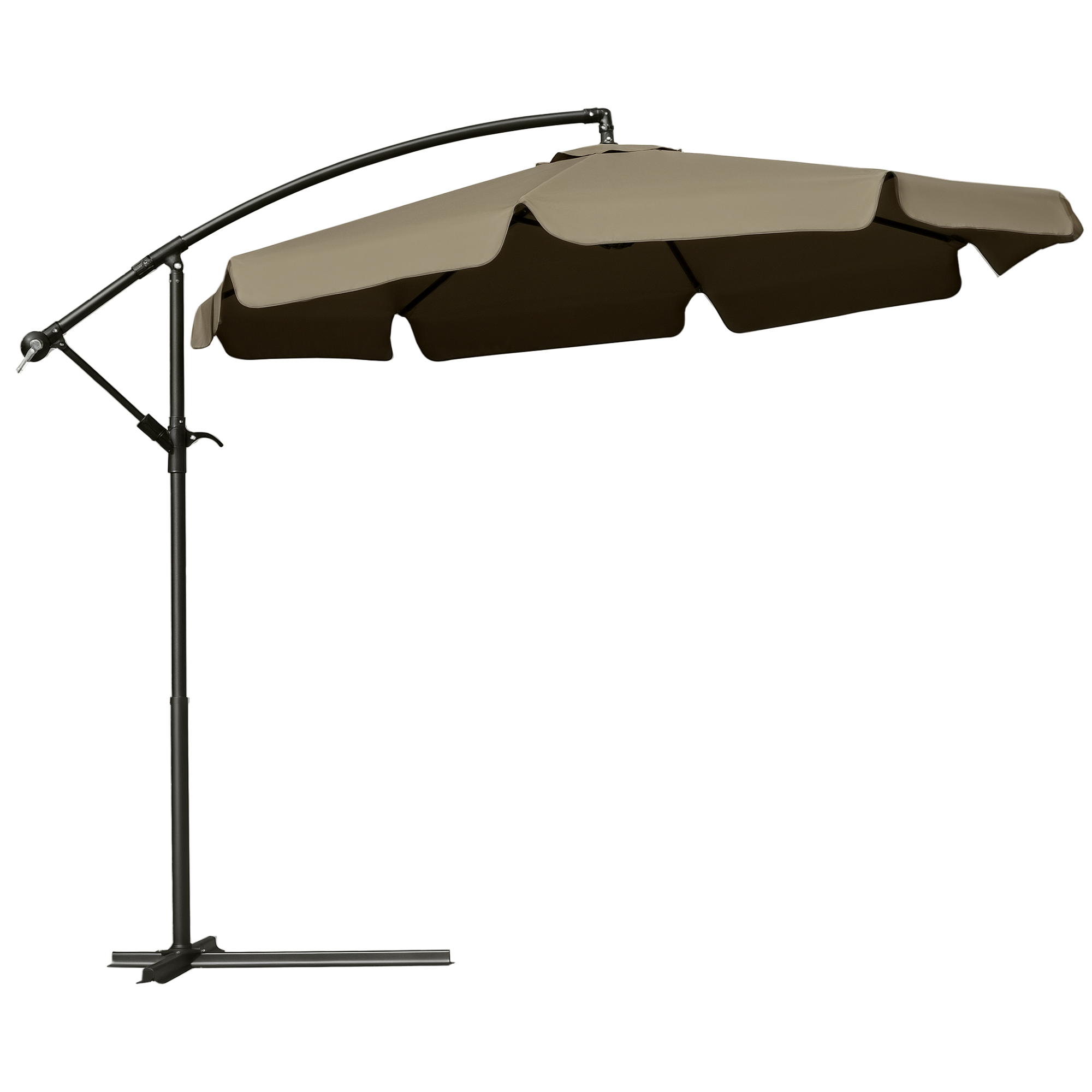 Outsunny Ampelschirm Sonnenschirm mit Handkurbel und Rüschen Ø2,65 x 2,65H m, Gartenschirm für Garten Balkon und Terrasse, optimaler Sonnenschutz Aosom.de