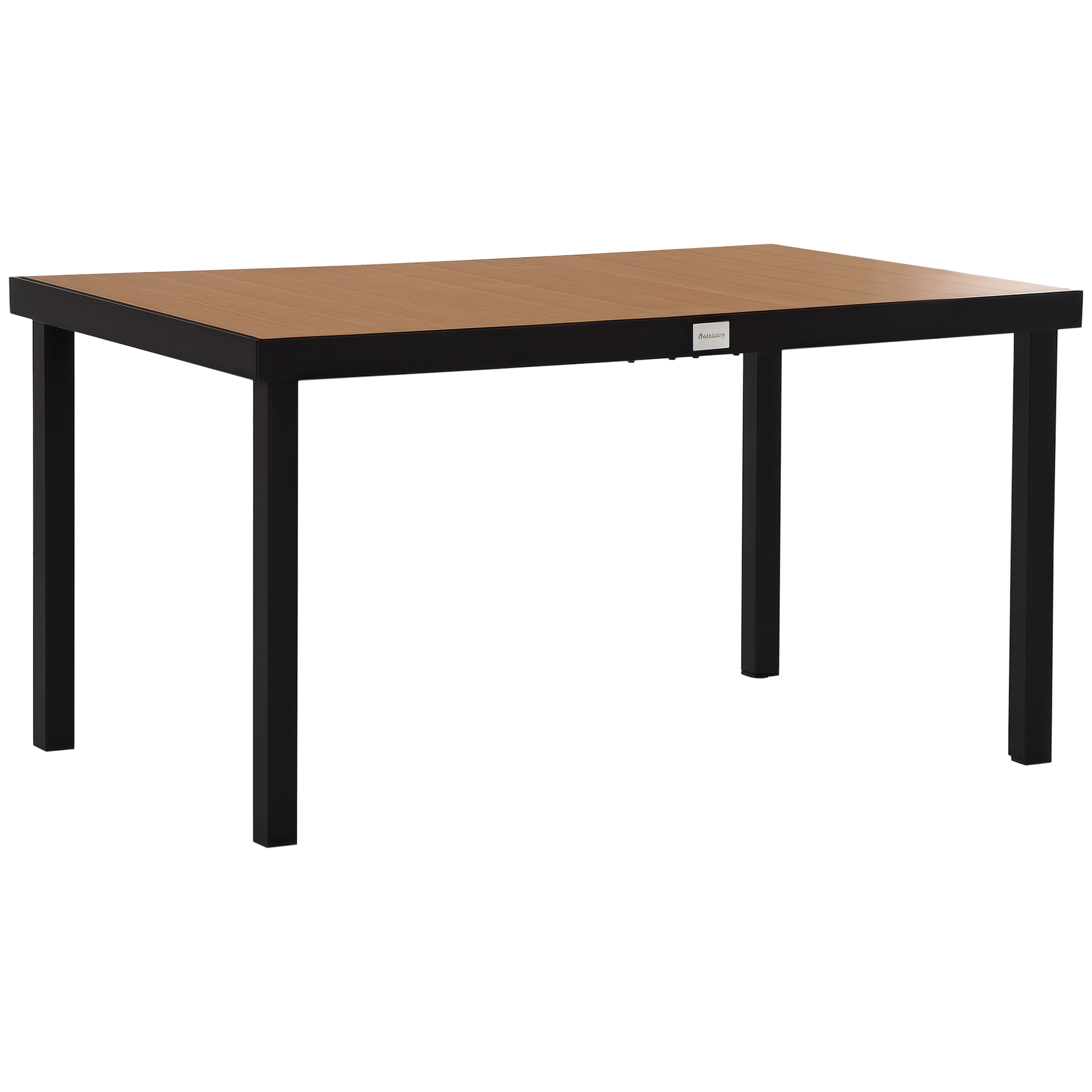Outsunny Gartentisch 6 Personen Esstisch 140x90x74cm, pflegeleichter Aluminiumtisch in Natur und Schwarz, Gartenmöbel aus Kunststoff Aosom.de