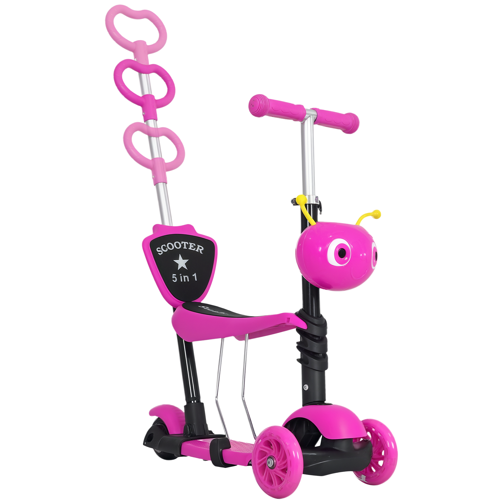 HOMCOM Scooter Tretroller Kinderroller höhenverstellbar mit Kickboard und Teleskoplenker in Rosa 62 x 25 x 72,5 cm für Spaß & Mobilität   Aosom.de